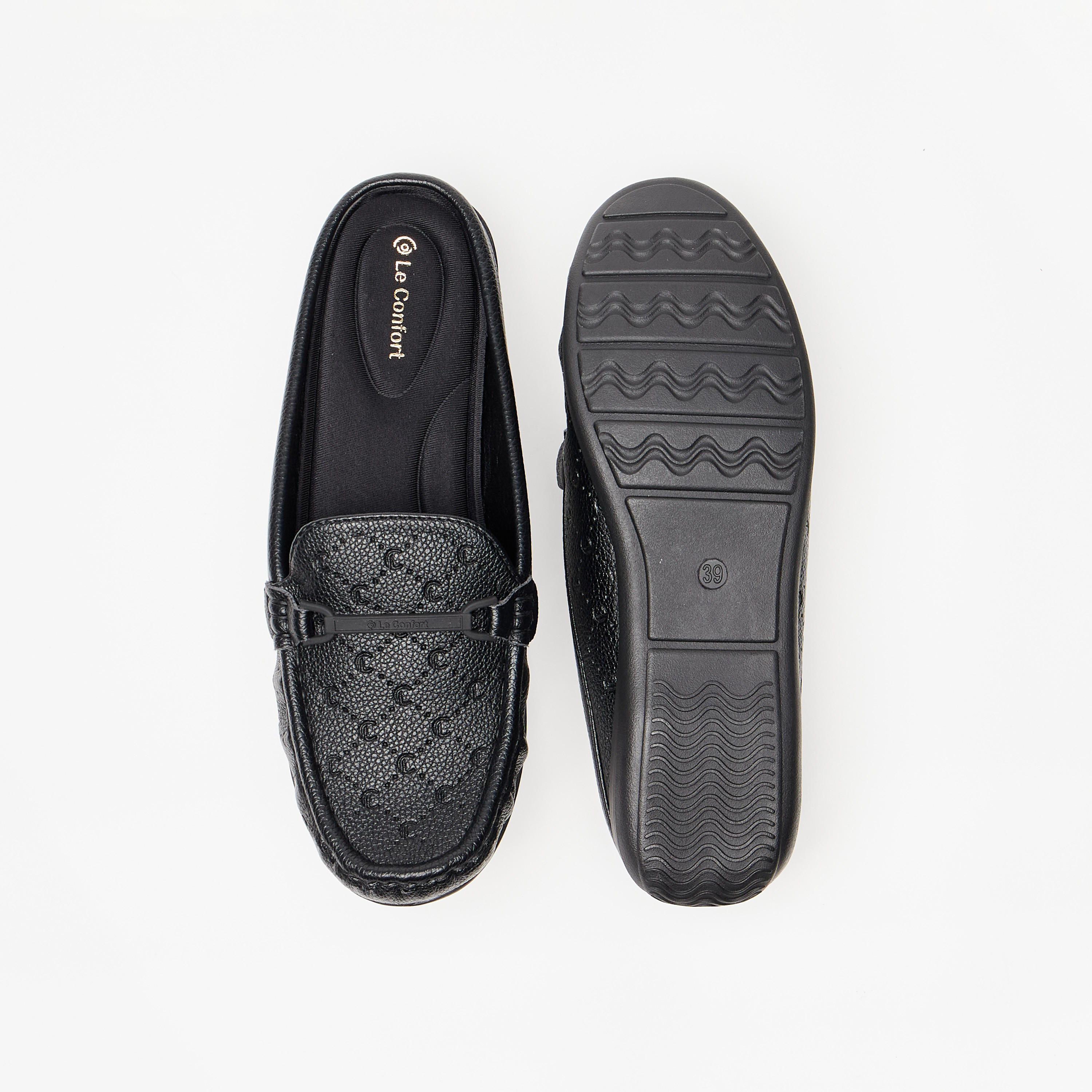 Le Confort Monogram Embossed Slip-On Mules-women-shoes-flats-mules-image-4