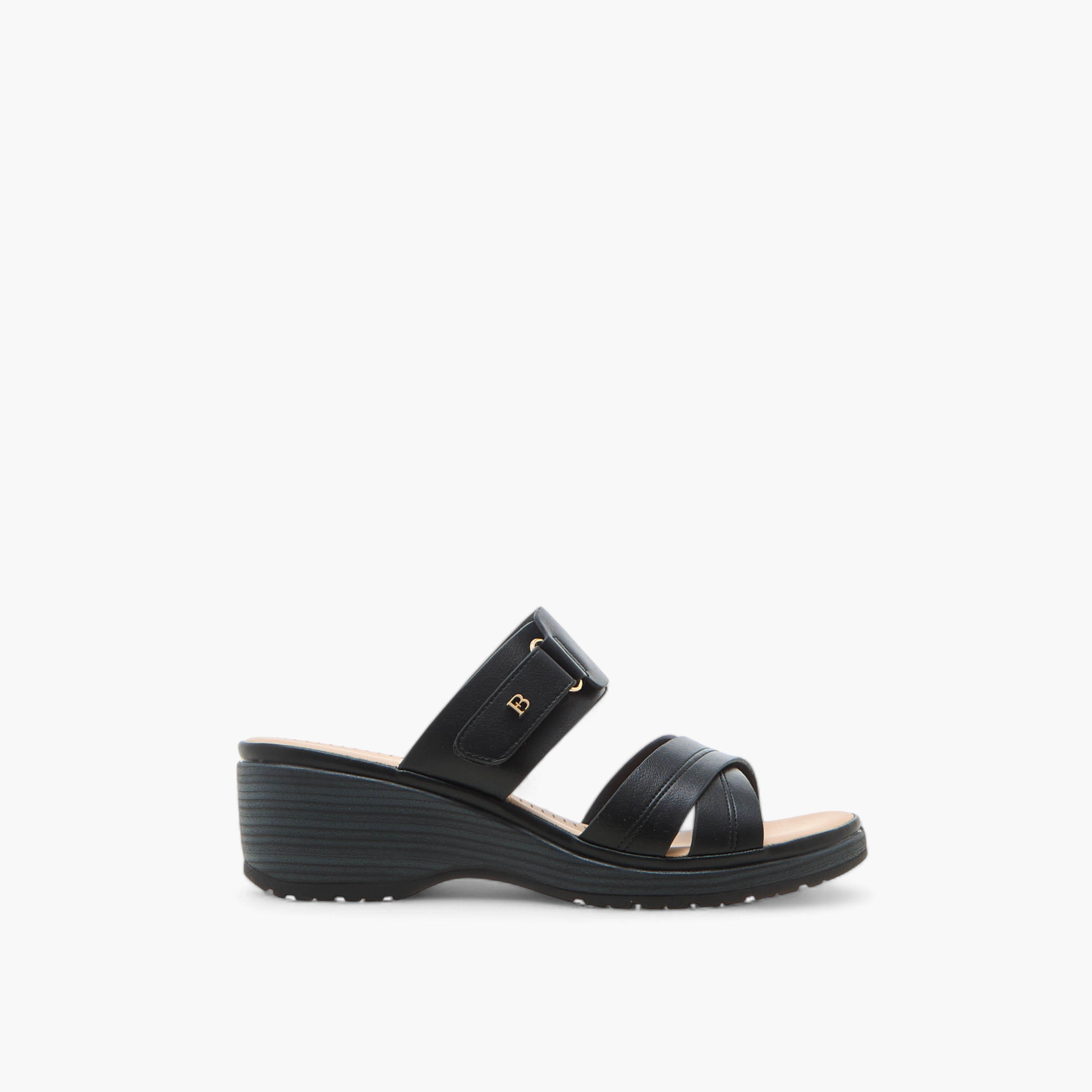 Flora Bella Textured Cross Strap Sandals with Wedge Heels-women-shoes-sandals-heeled-image-3