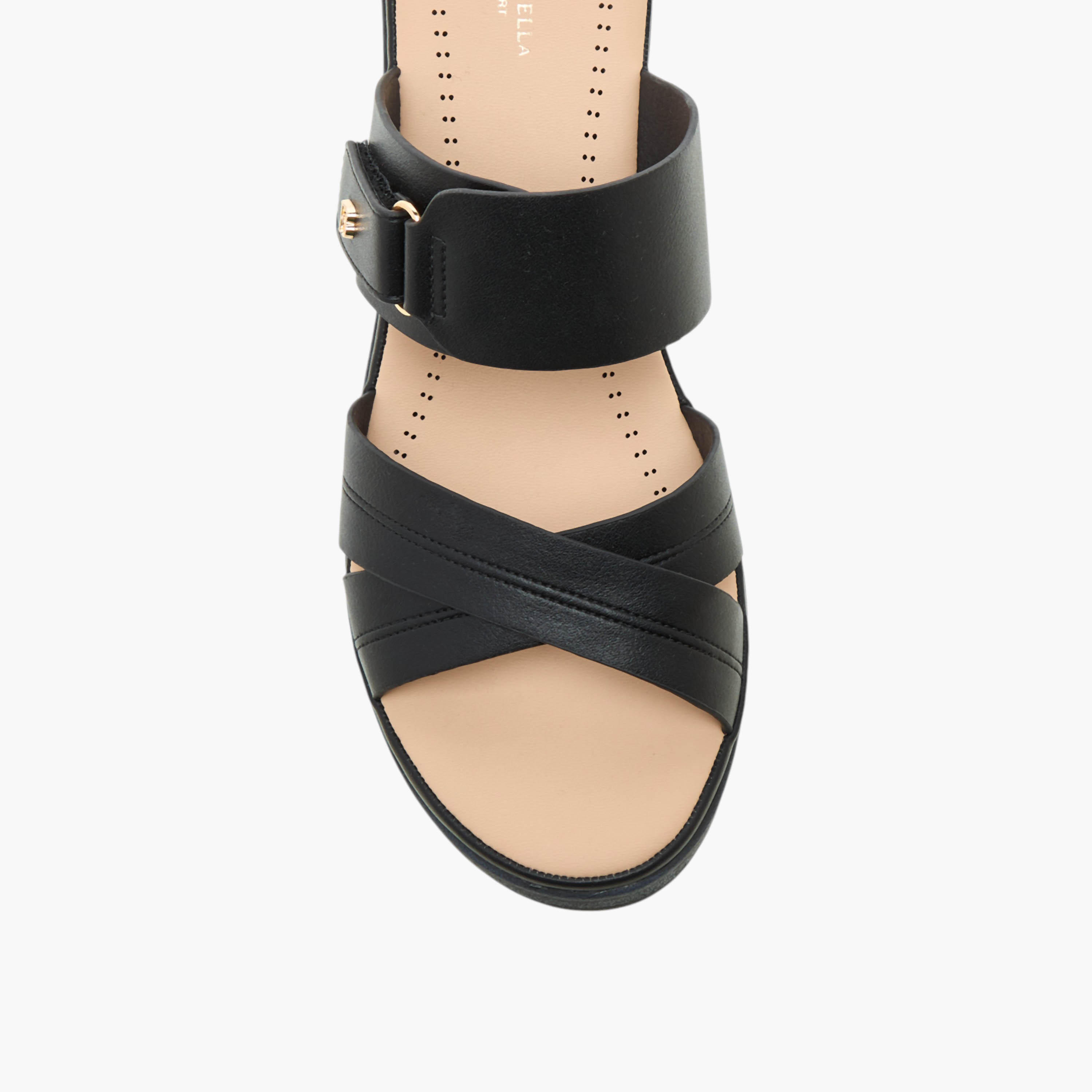 Flora Bella Textured Cross Strap Sandals with Wedge Heels-women-shoes-sandals-heeled-image-4