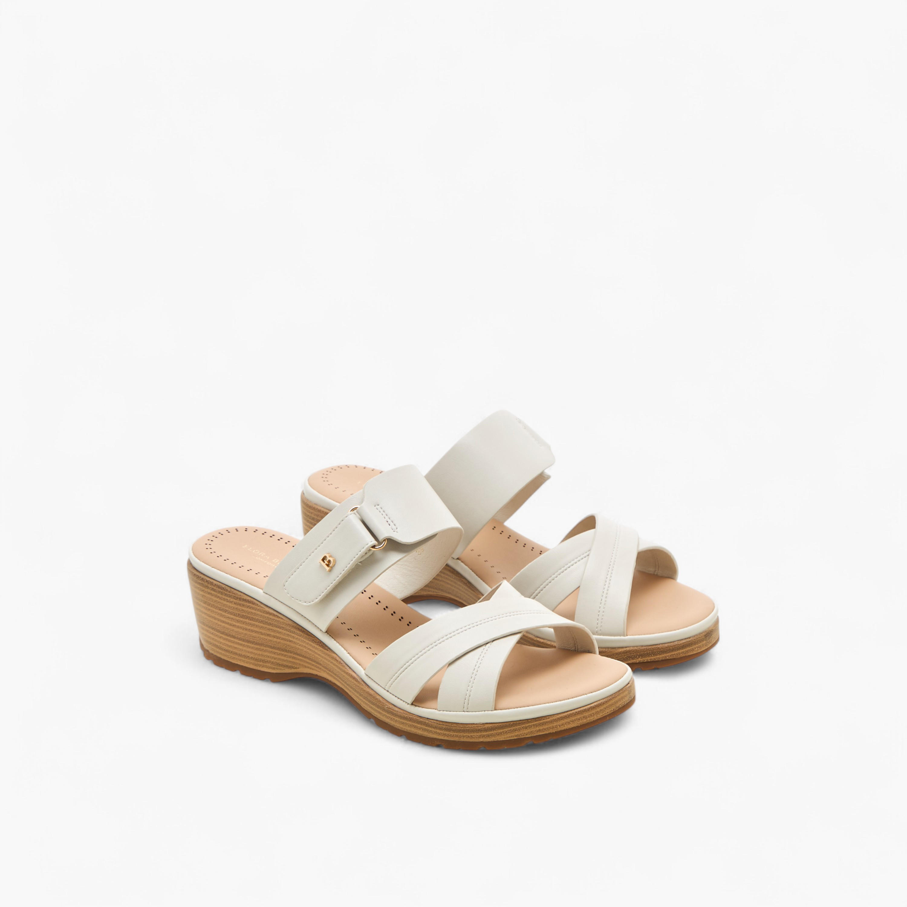 Flora Bella Textured Cross Strap Sandals with Wedge Heels-women-shoes-sandals-heeled-image-1