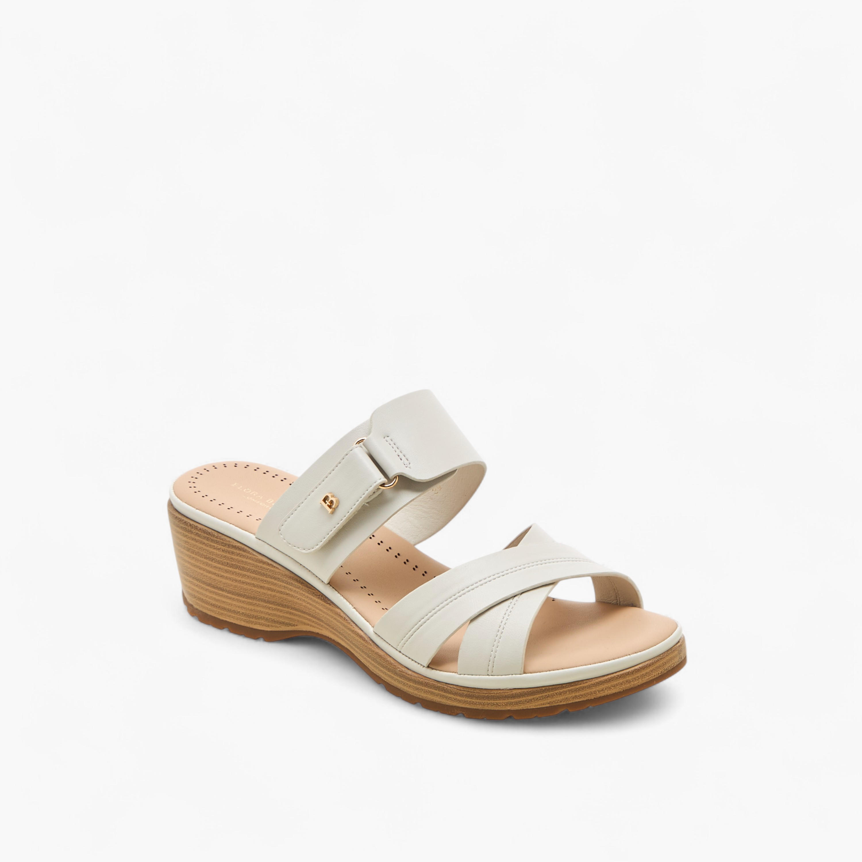 Flora Bella Textured Cross Strap Sandals with Wedge Heels-women-shoes-sandals-heeled-image-2
