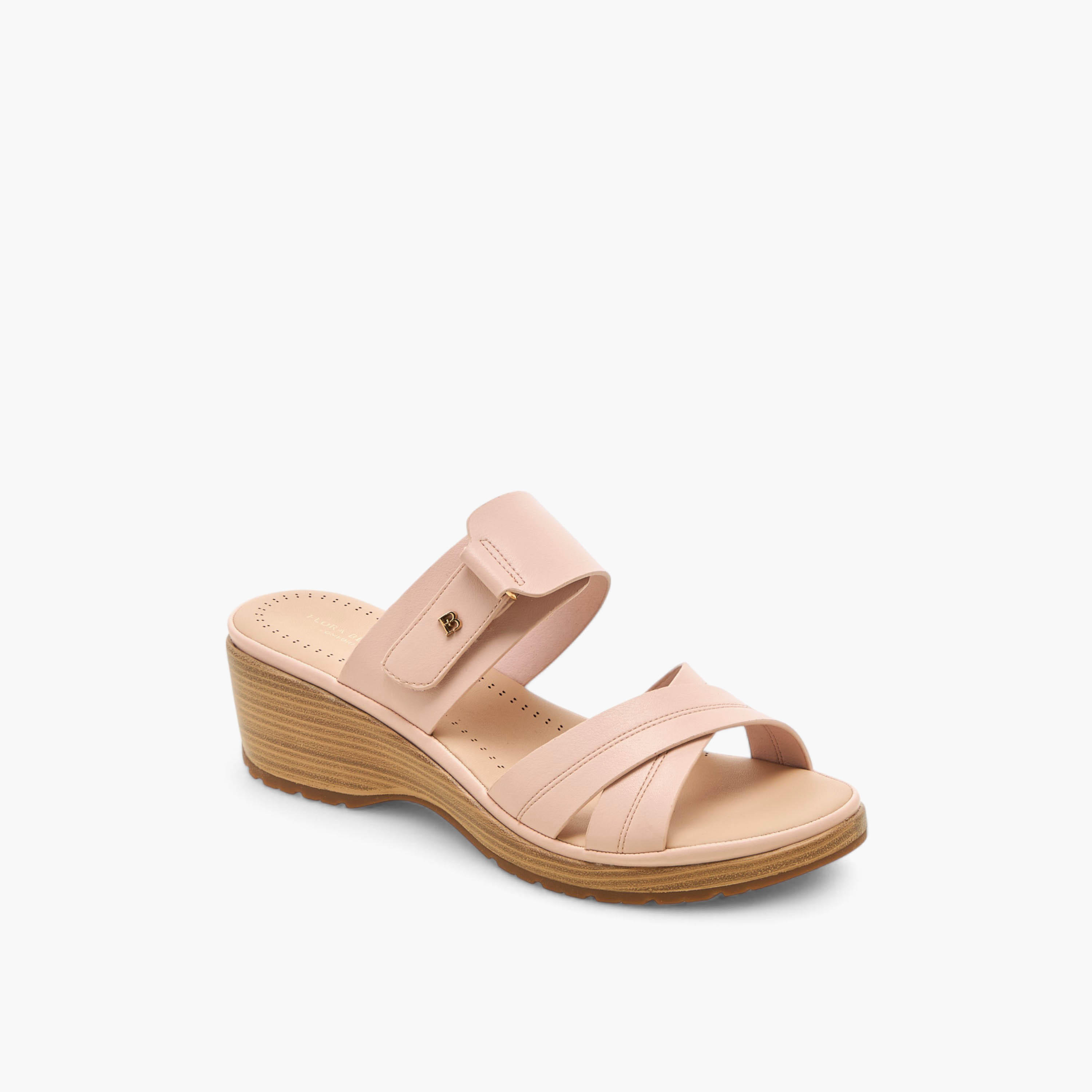 Flora Bella Textured Cross Strap Sandals with Wedge Heels-women-shoes-sandals-heeled-image-2