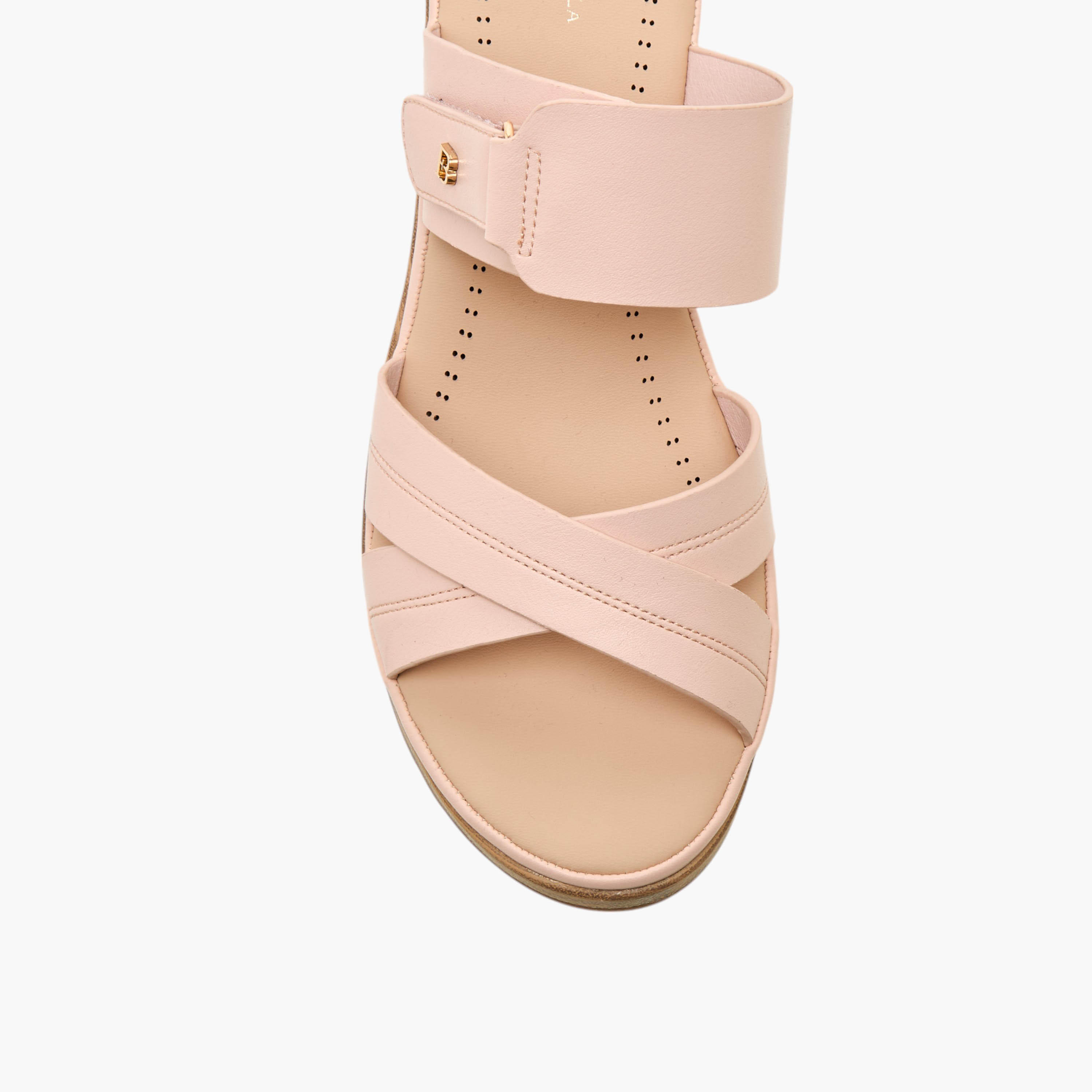 Flora Bella Textured Cross Strap Sandals with Wedge Heels-women-shoes-sandals-heeled-image-4