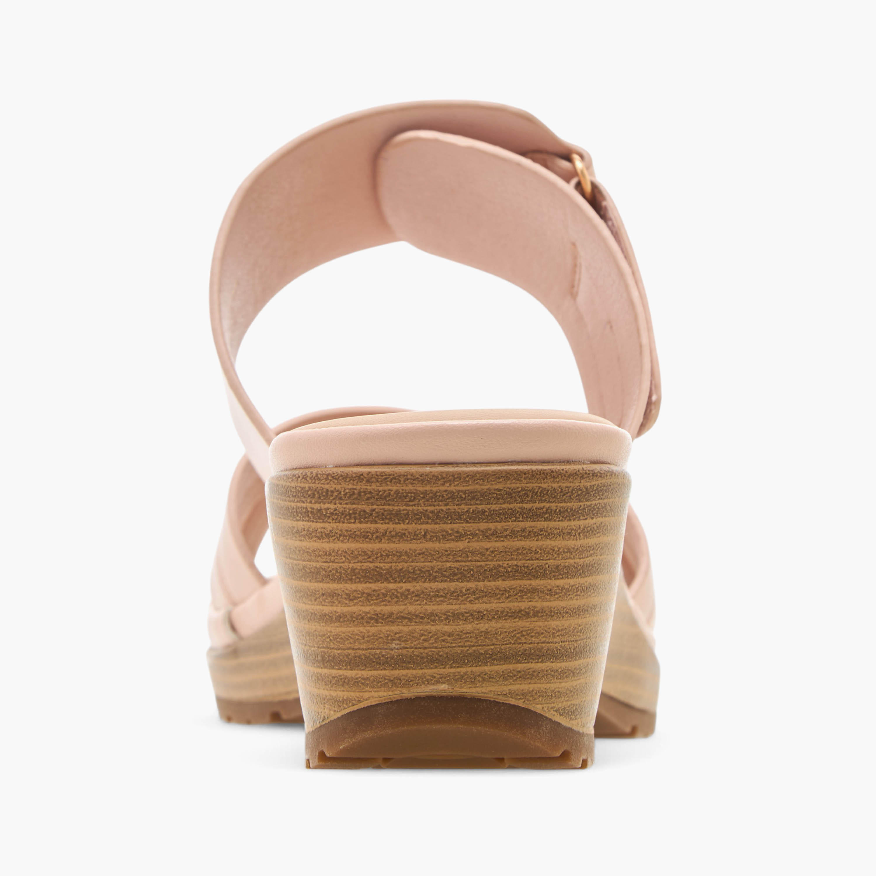 Flora Bella Textured Cross Strap Sandals with Wedge Heels-women-shoes-sandals-heeled-image-5