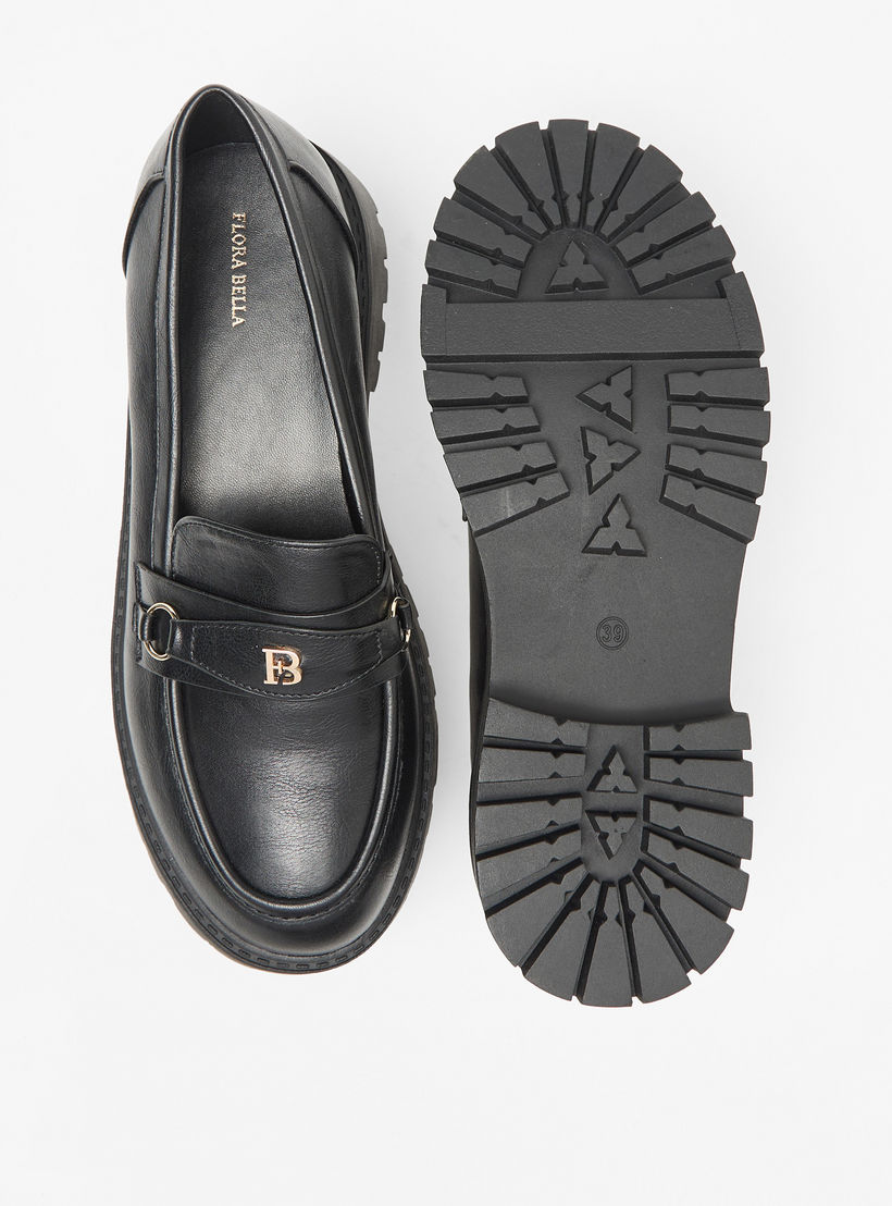 Flora Bella Monogram Print Slip-On Chunky Loafers with Metallic Accent-women-shoes-flats-loafers-image-4