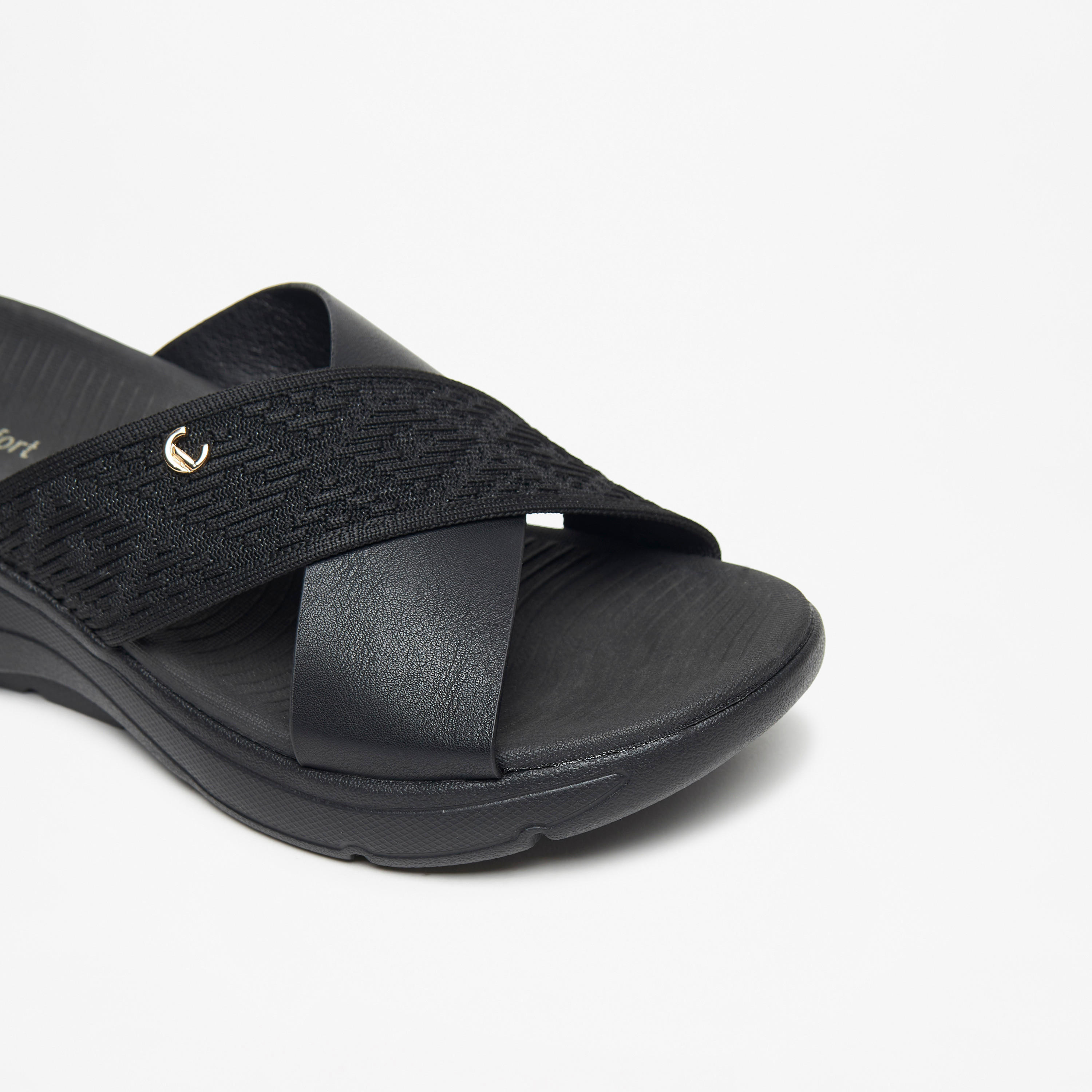 Le Confort Textured Slip-On Cross Strap Slide Sandals-women-shoes-flats-sandals-image-10