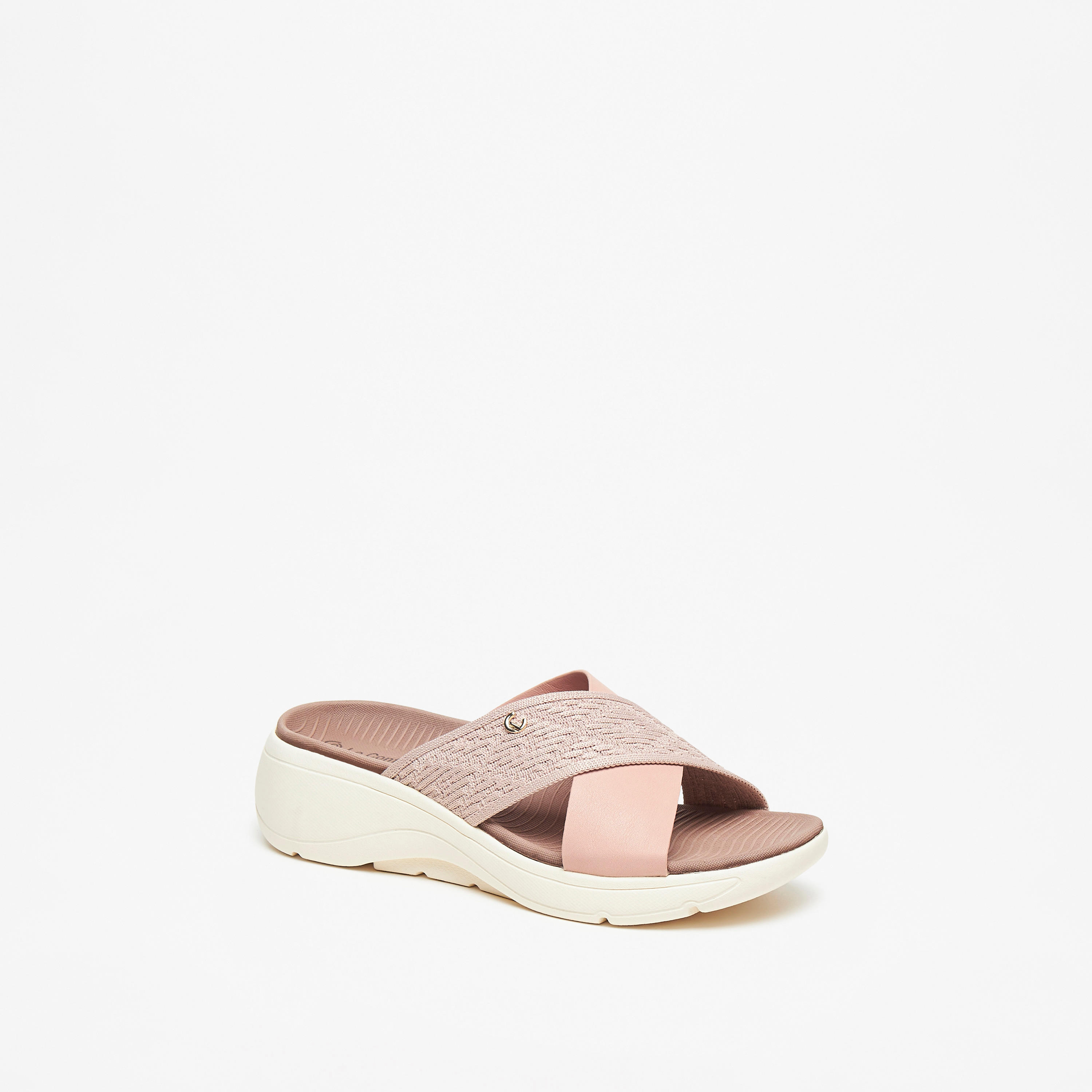 Le Confort Textured Slip-On Cross Strap Slide Sandals-women-shoes-flats-sandals-image-1