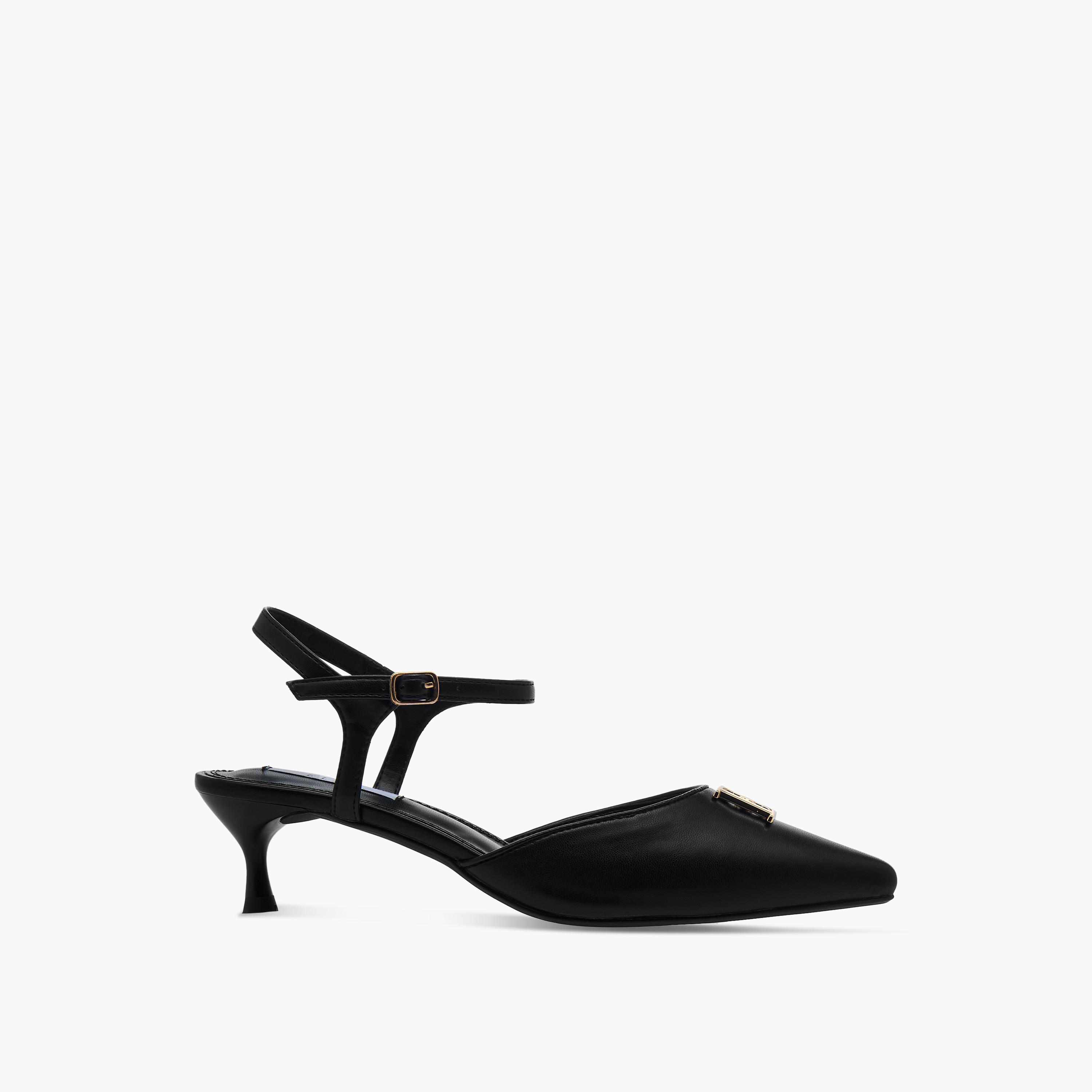 صندل بمقدمة مدببة وطبعات مونوجرام وكعب صغير للنساء من إيل-women-shoes-sandals-heeled-image-3