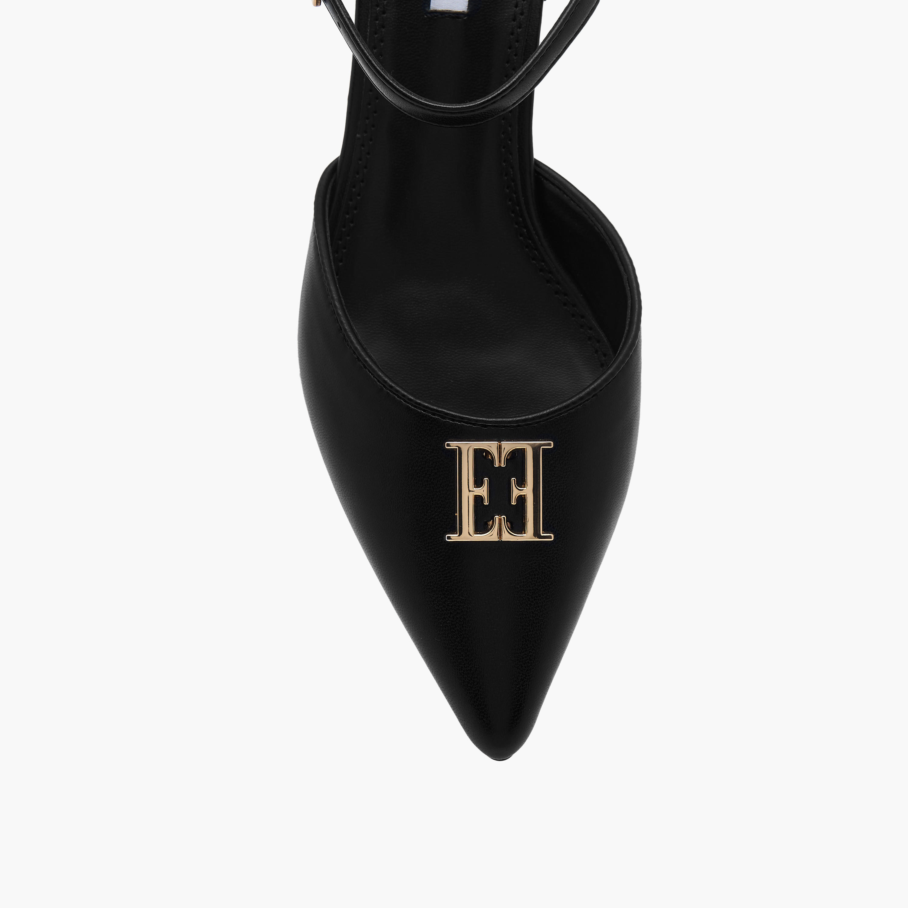 صندل بمقدمة مدببة وطبعات مونوجرام وكعب صغير للنساء من إيل-women-shoes-sandals-heeled-image-2