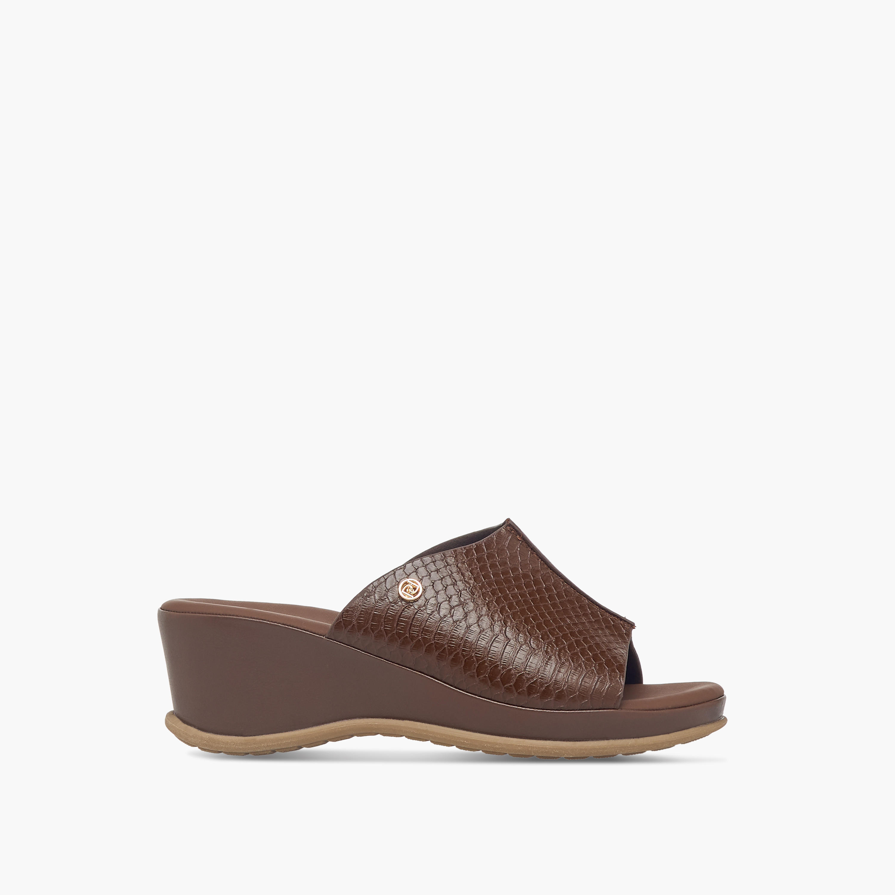 Paprika Textured Slip-On Comfort Sandals with Wedge Heel-women-shoes-sandals-heeled-image-3