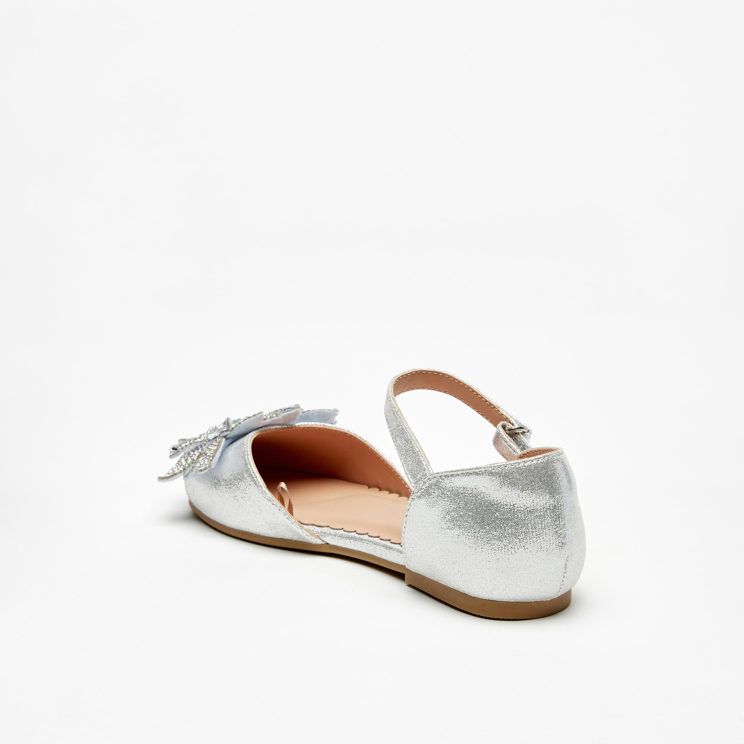Celeste Girls' Floral Accent Flat Sandals with Hook and Loop Closure-girls-shoes-ballerinas-image-7