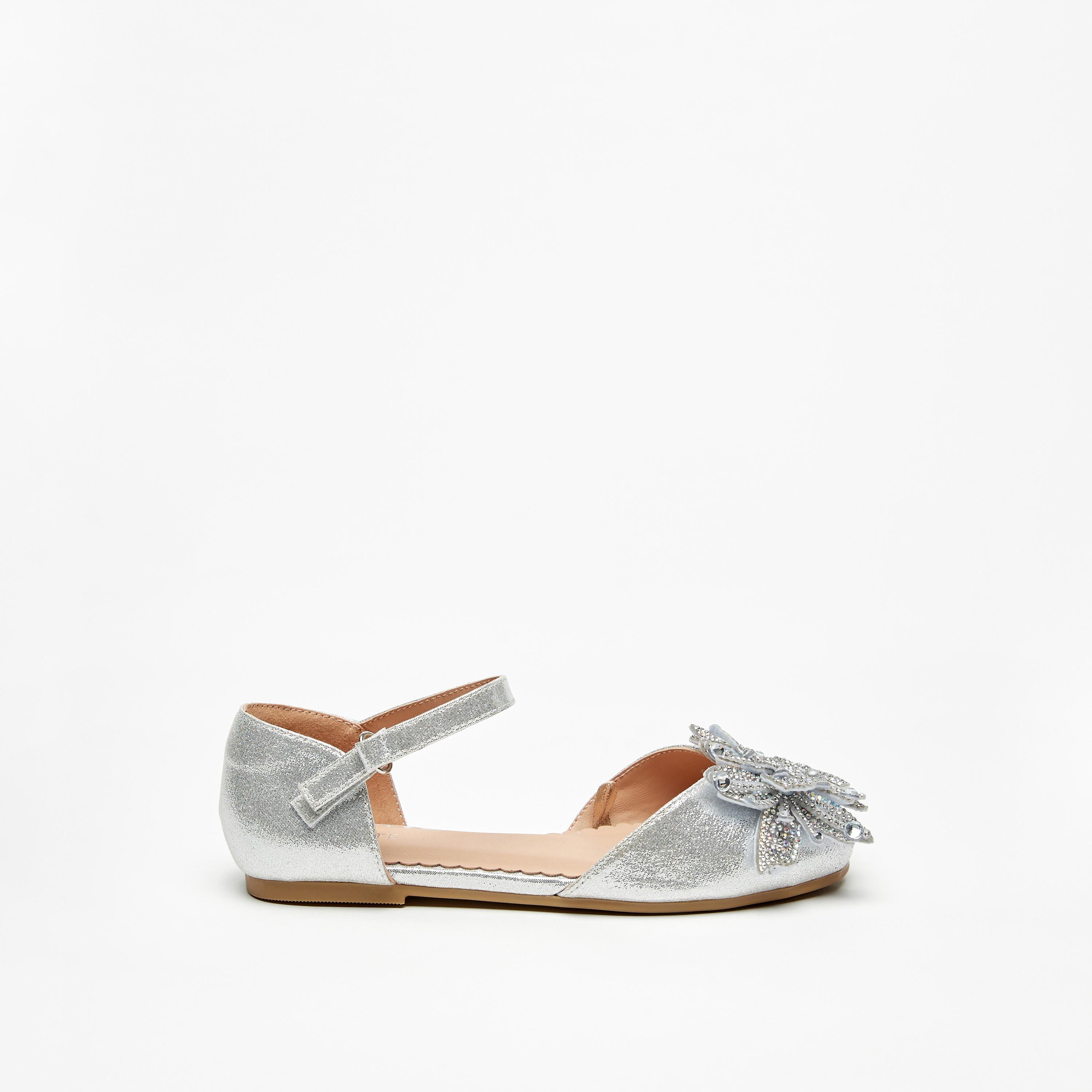 Celeste Girls' Floral Accent Flat Sandals with Hook and Loop Closure-girls-shoes-ballerinas-image-8