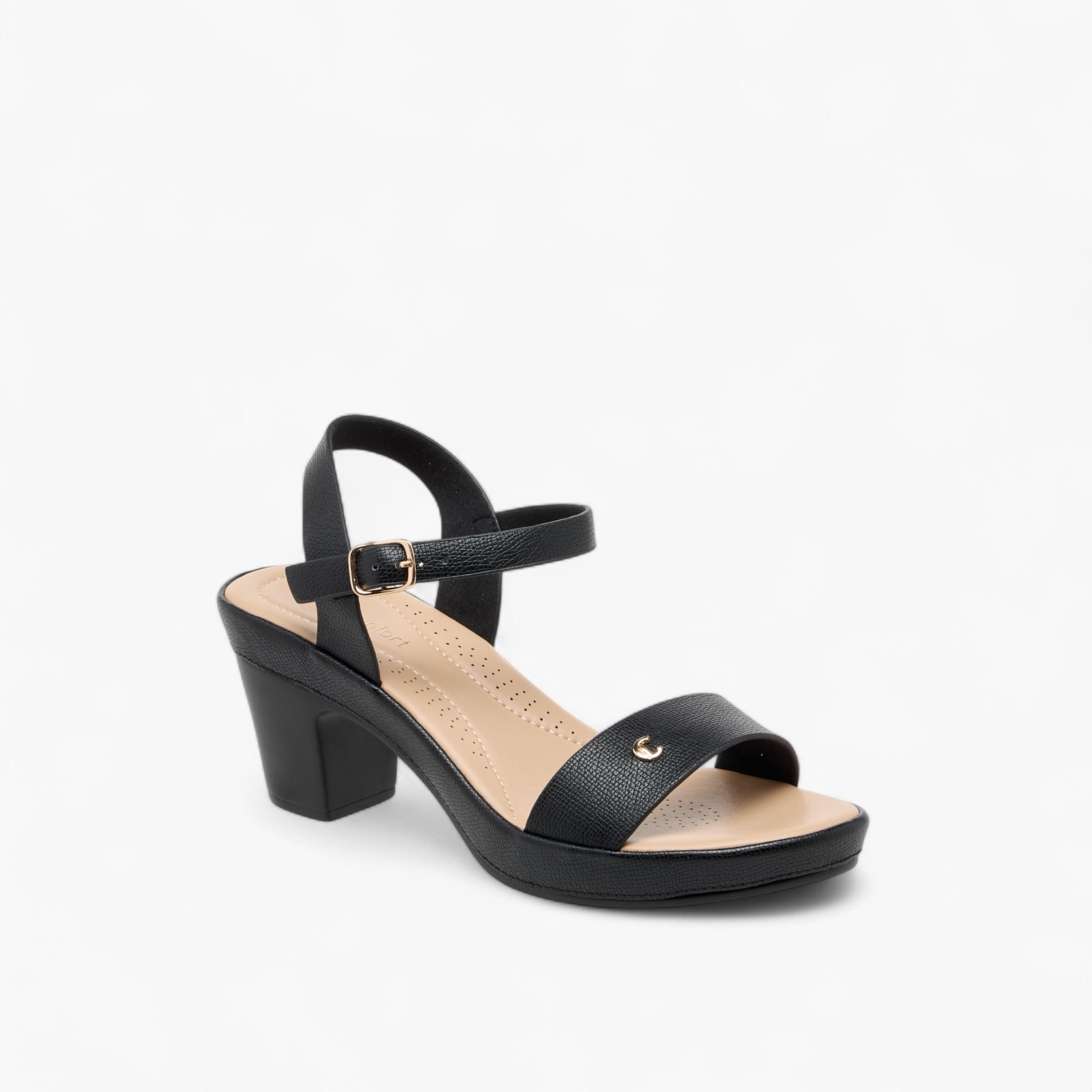 Le Confort Textured Strap Sandals with Block Heel-women-shoes-sandals-heeled-image-2