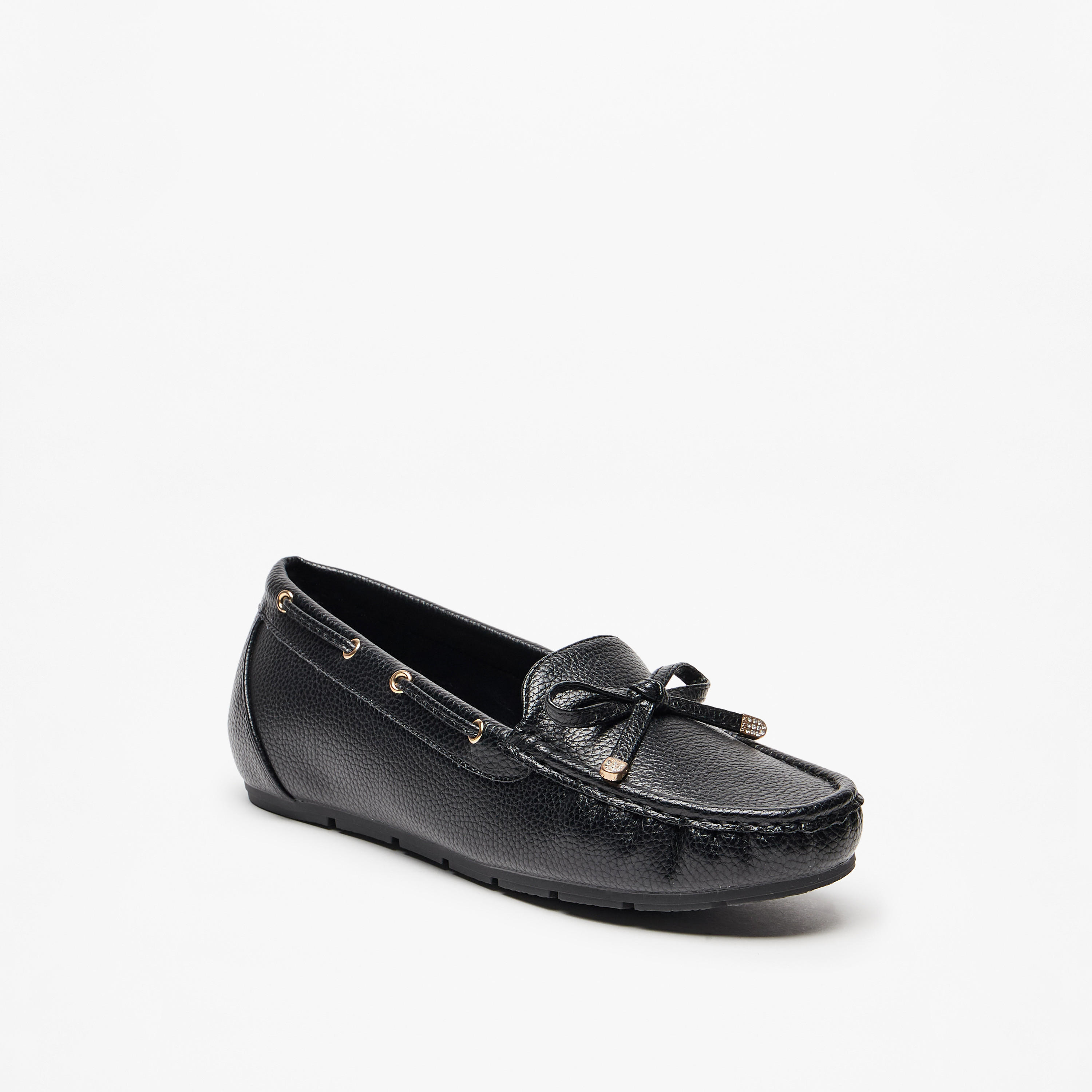 حذاء سهل الارتداء بارز الملمس بزينة فيونكة من لو كونفورت-women-shoes-flats-loafers-image-1