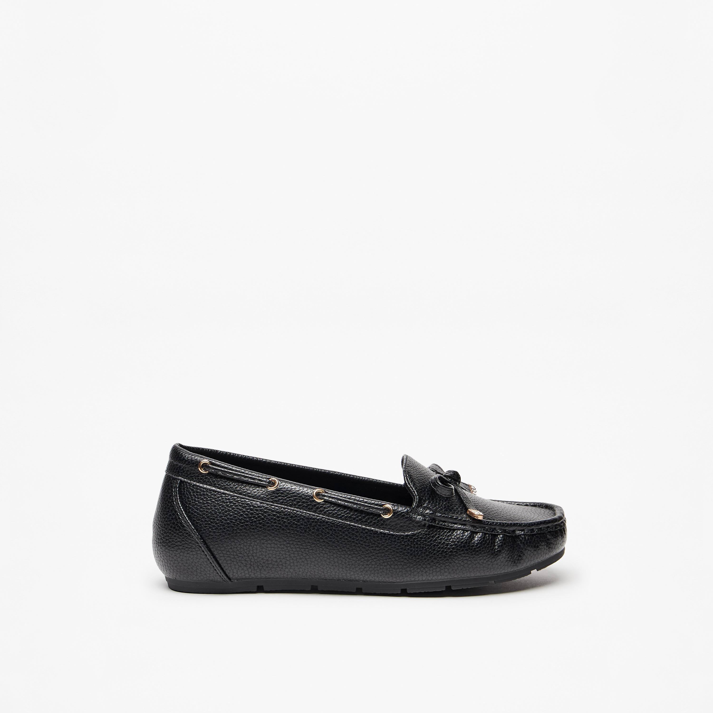 حذاء سهل الارتداء بارز الملمس بزينة فيونكة من لو كونفورت-women-shoes-flats-loafers-image-2
