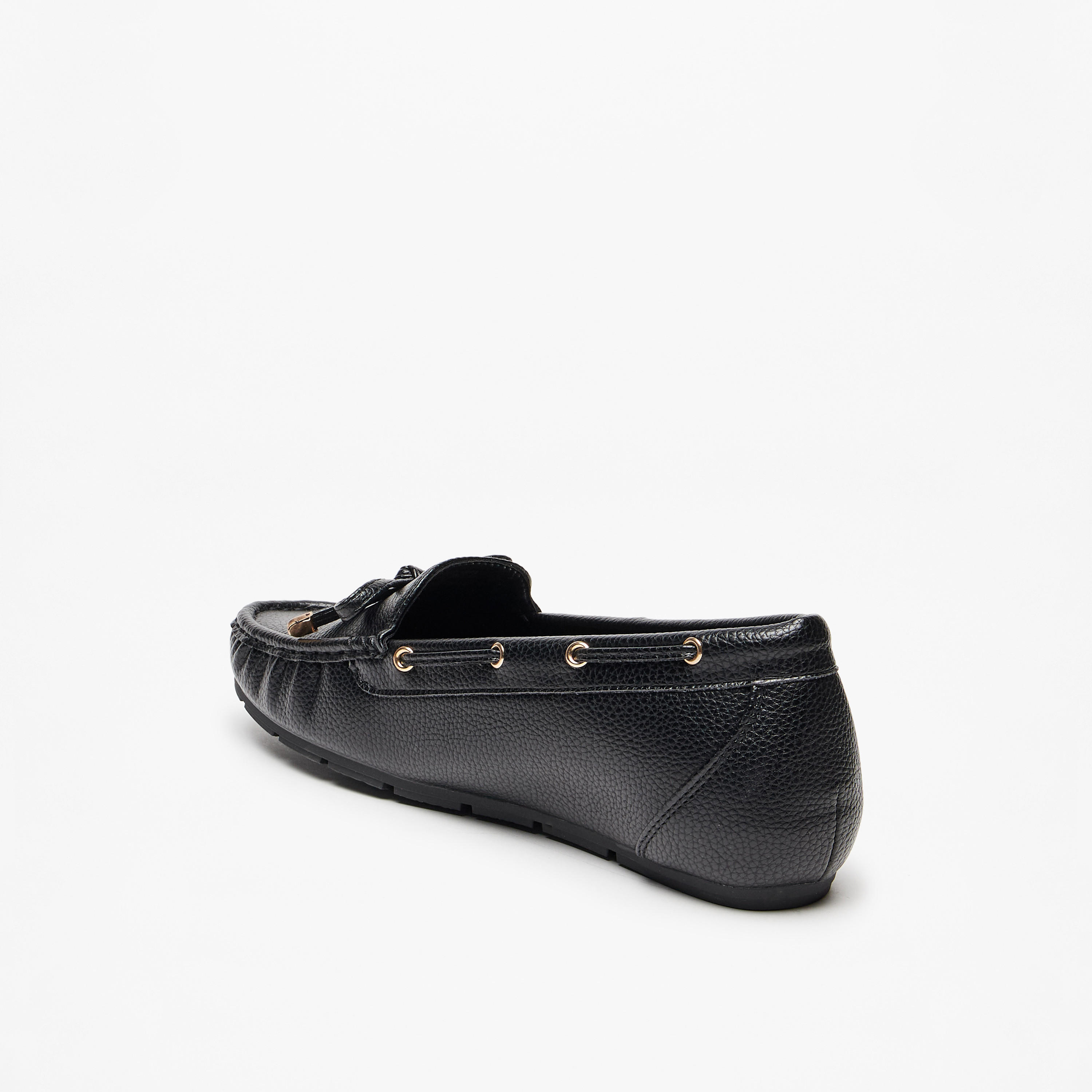 حذاء سهل الارتداء بارز الملمس بزينة فيونكة من لو كونفورت-women-shoes-flats-loafers-image-3