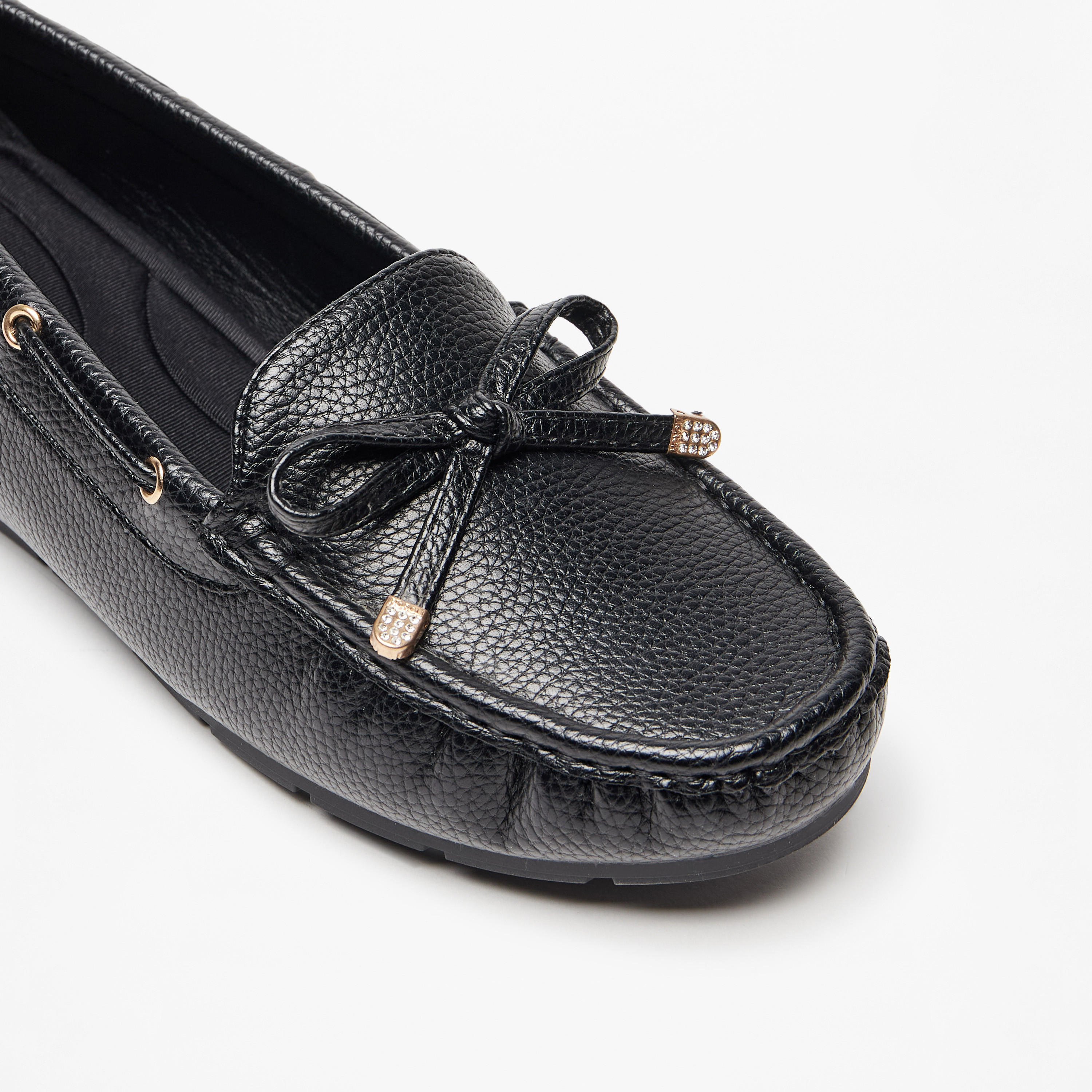 حذاء سهل الارتداء بارز الملمس بزينة فيونكة من لو كونفورت-women-shoes-flats-loafers-image-5