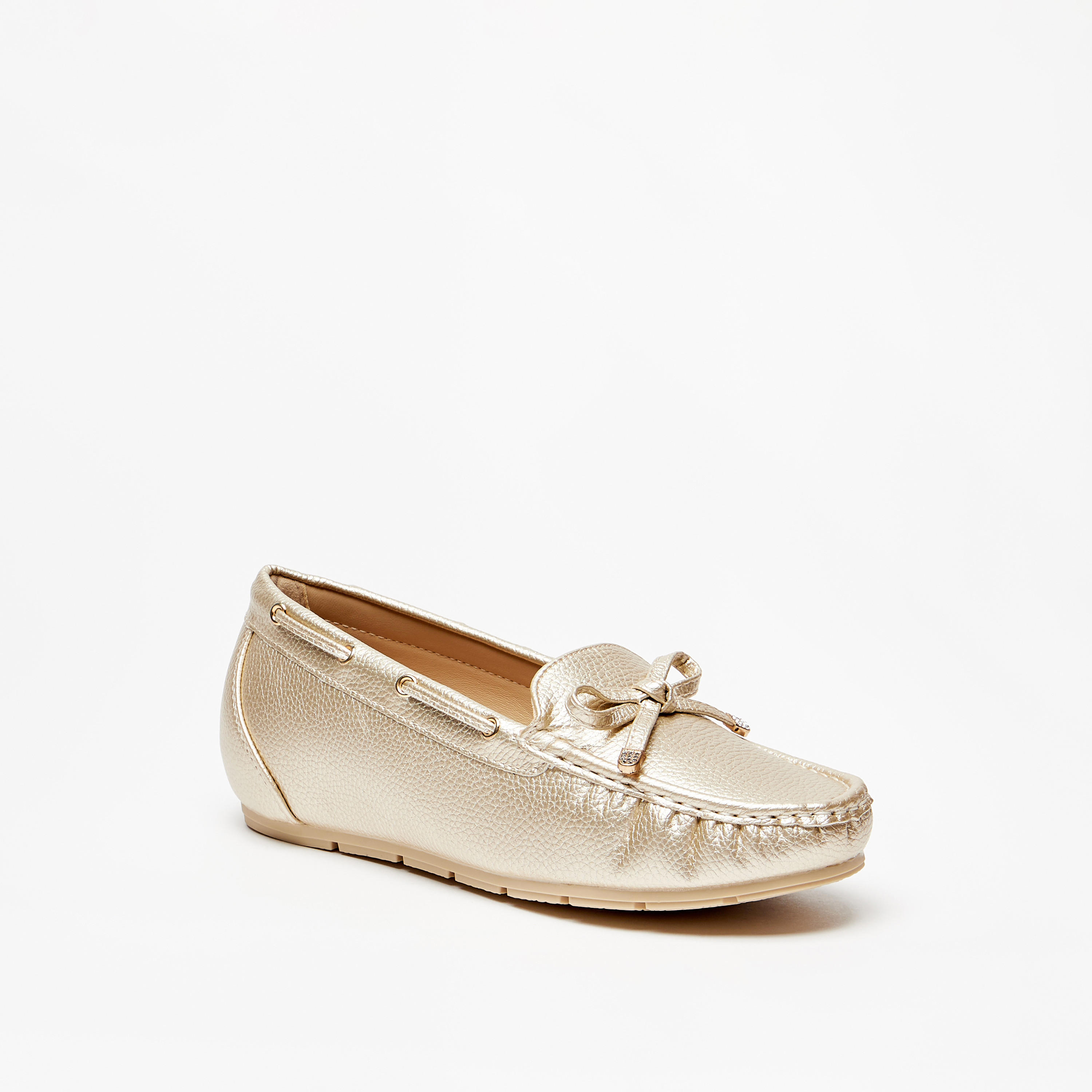 حذاء سهل الارتداء بارز الملمس بزينة فيونكة من لو كونفورت-women-shoes-flats-loafers-image-7