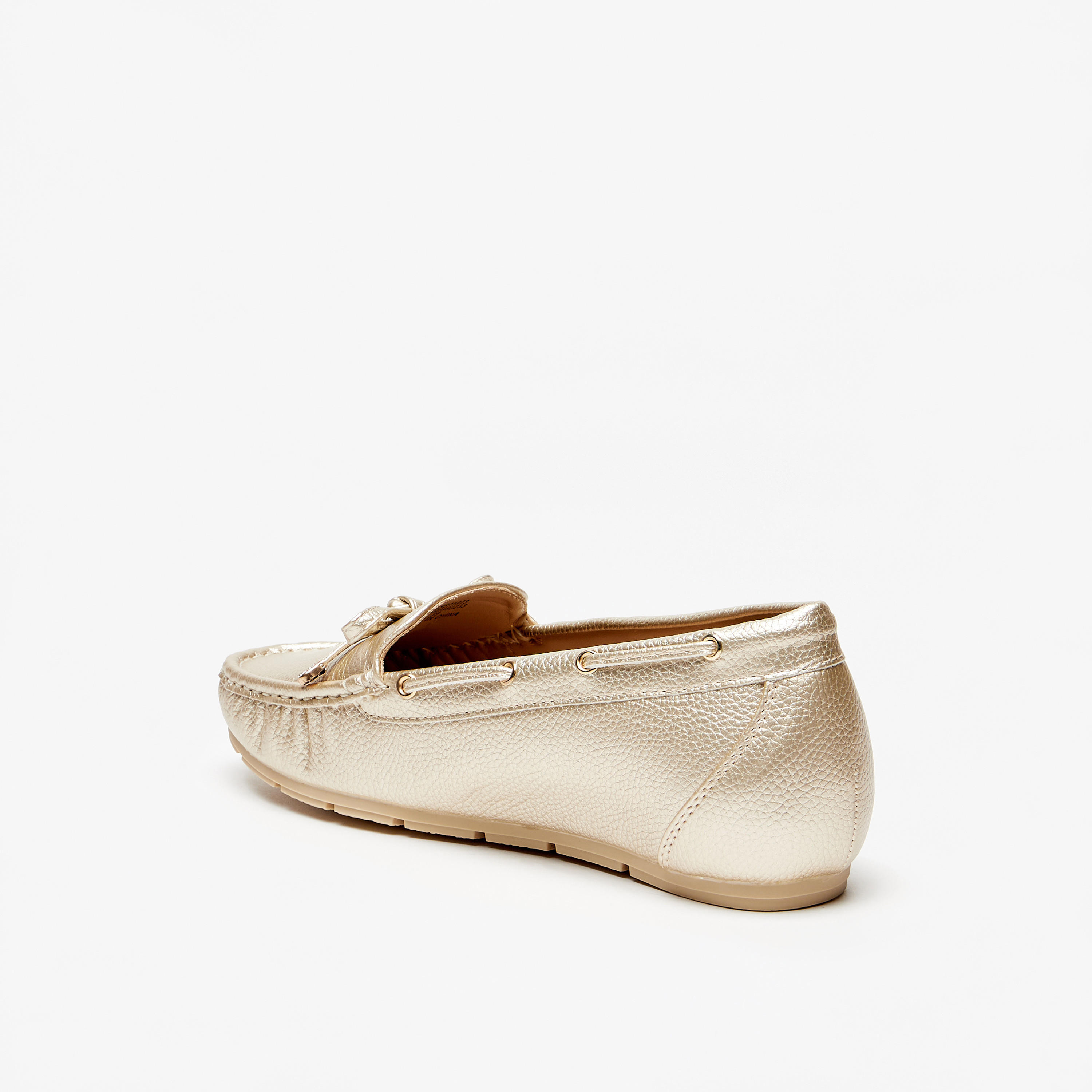 حذاء سهل الارتداء بارز الملمس بزينة فيونكة من لو كونفورت-women-shoes-flats-loafers-image-2