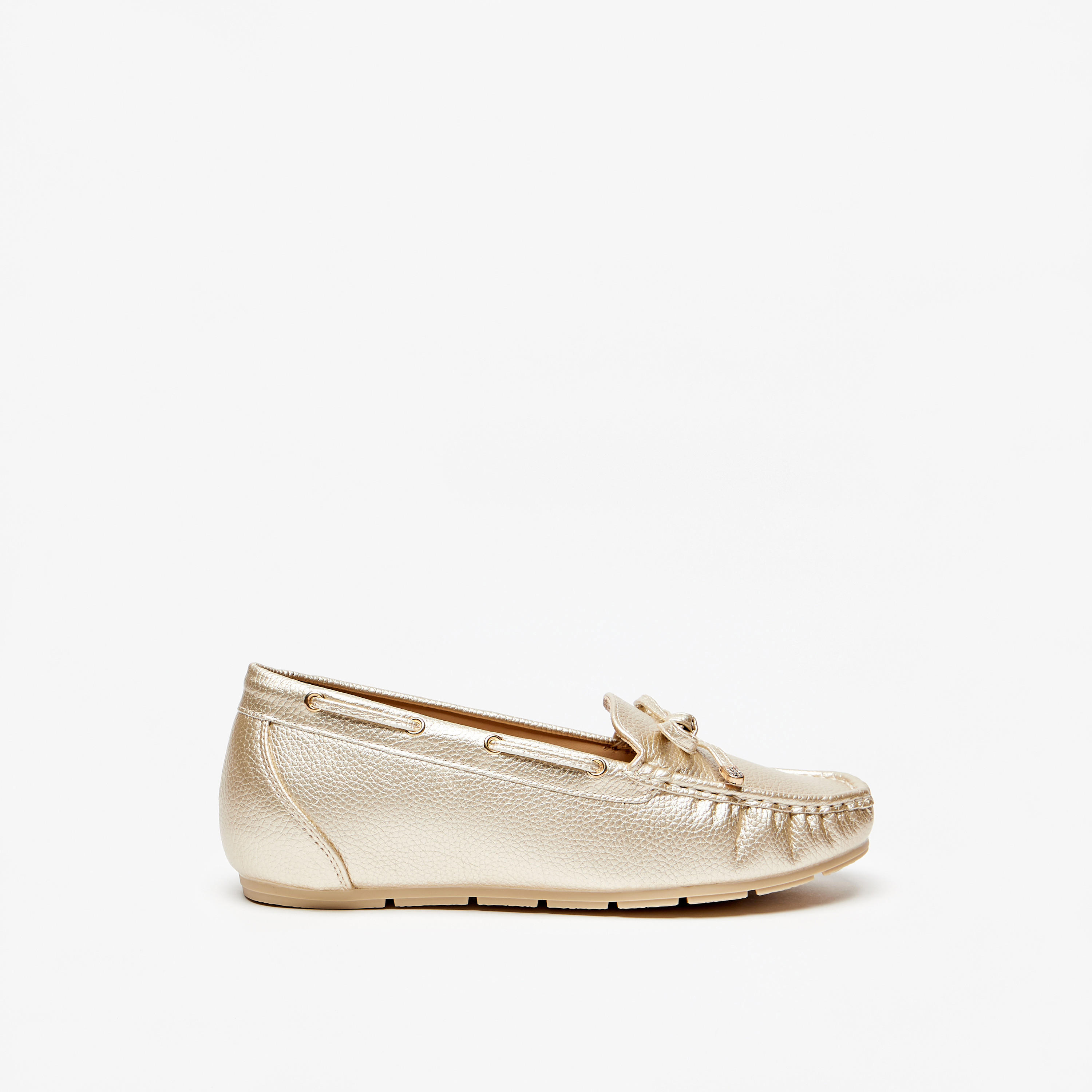 حذاء سهل الارتداء بارز الملمس بزينة فيونكة من لو كونفورت-women-shoes-flats-loafers-image-9