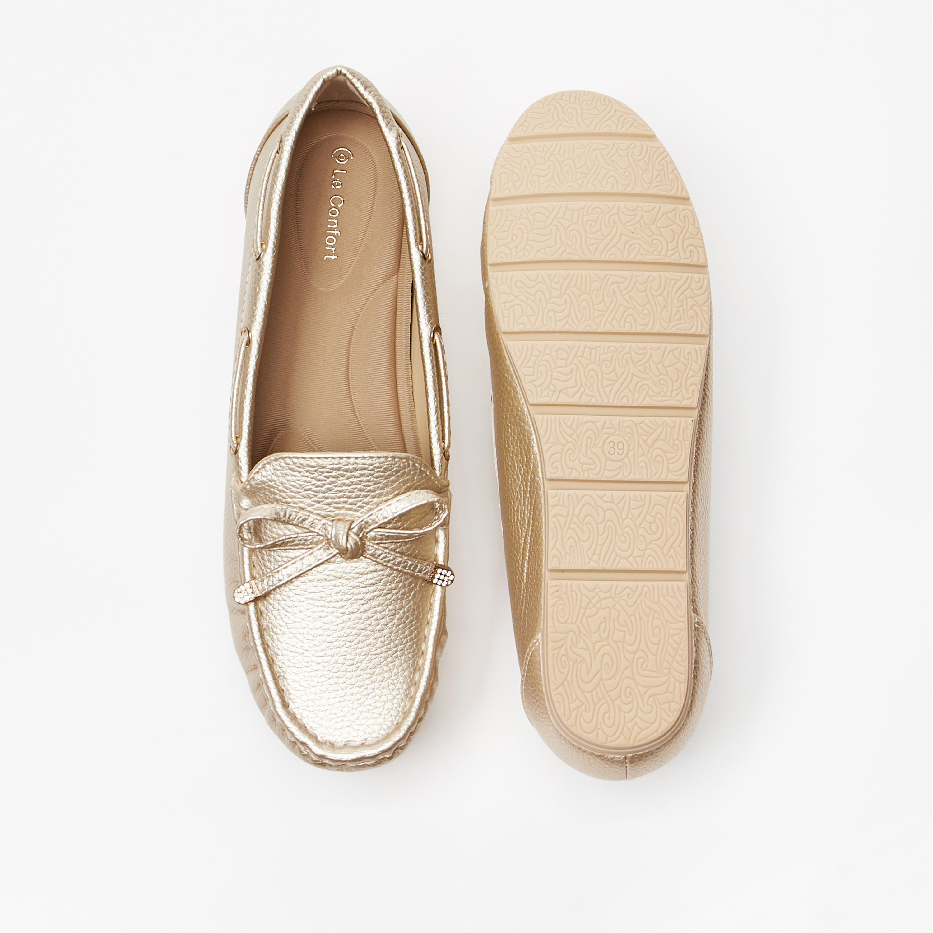 حذاء سهل الارتداء بارز الملمس بزينة فيونكة من لو كونفورت-women-shoes-flats-loafers-image-10