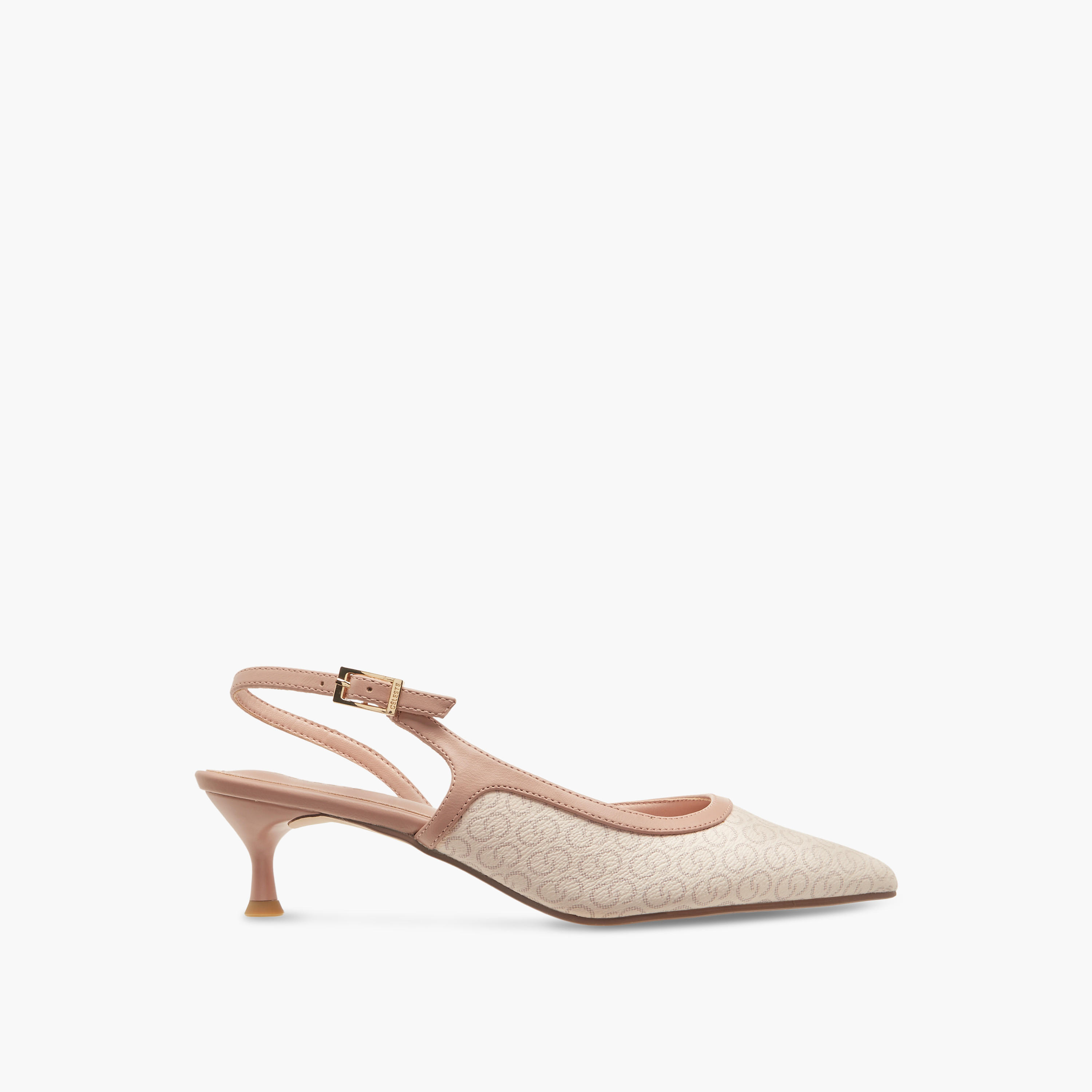 Celeste Women's Monogram Print Shoes with Buckle Closure and Kitten Heels-women-shoes-heels-image-3