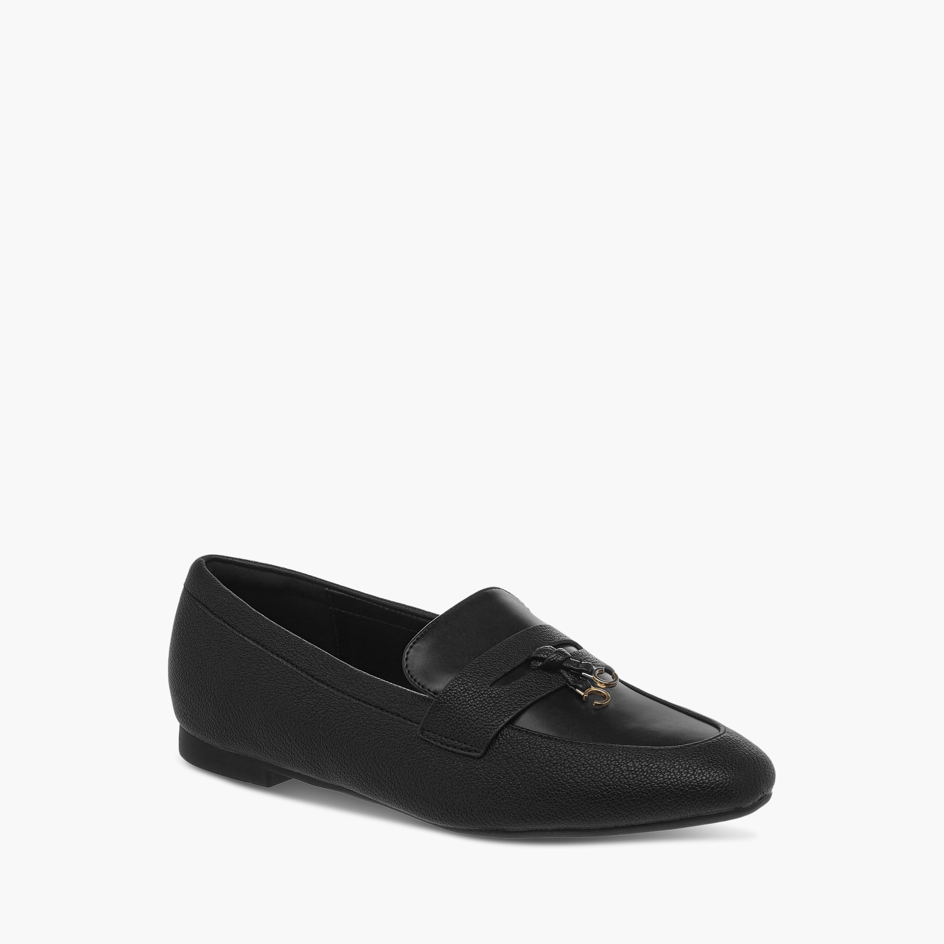 Celeste Women's Solid Slip-On Loafers with Charm Detail-women-shoes-flats-loafers-image-2