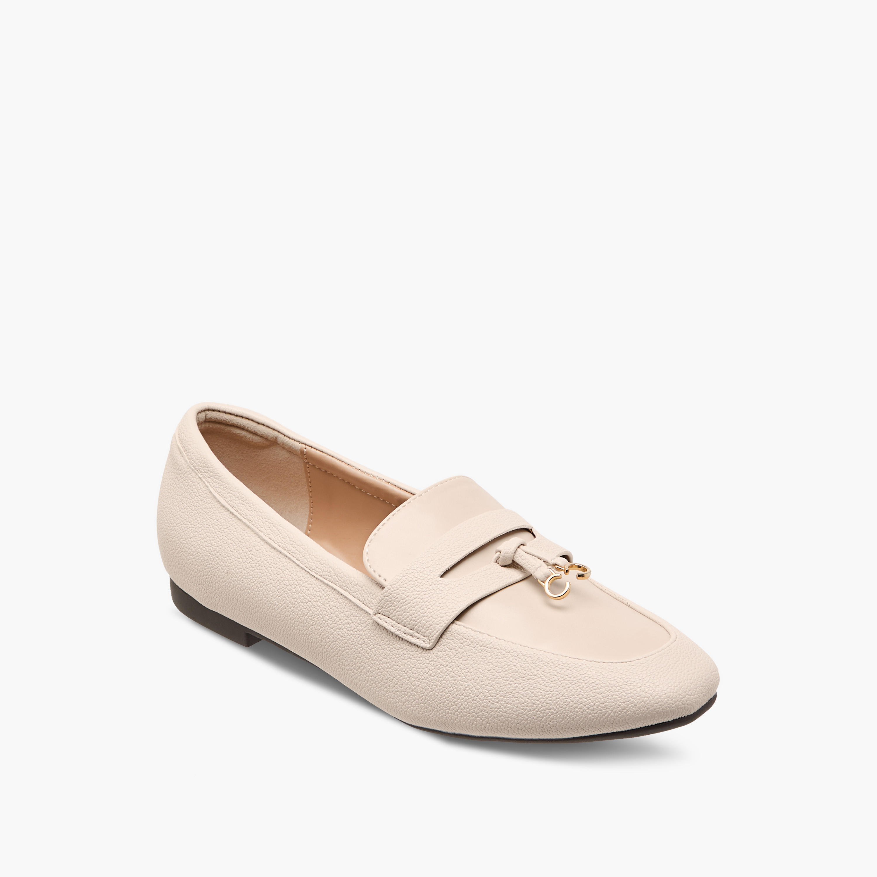 Celeste Women's Solid Slip-On Loafers with Charm Detail-women-shoes-flats-loafers-image-2