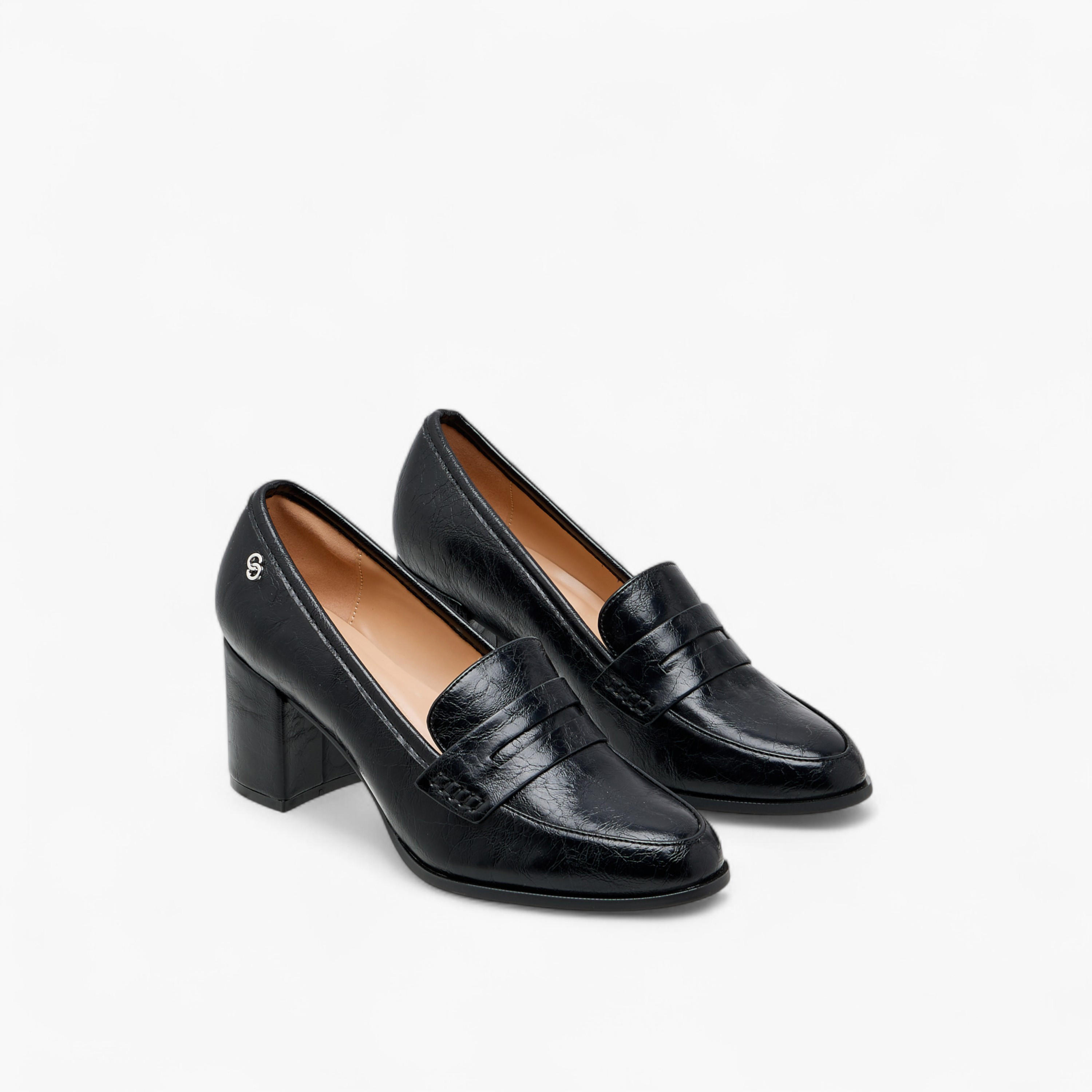 Celeste Women's Textured Slip-On Loafers with Block Heels-women-shoes-loafersandmoccasins-image-1