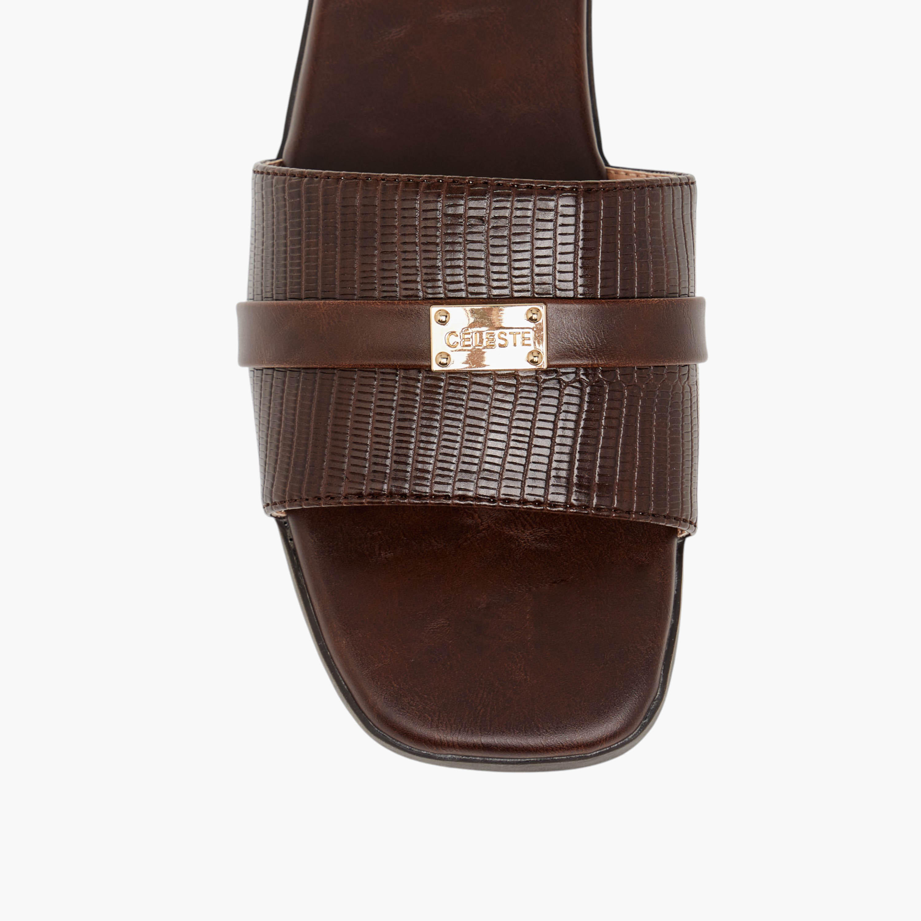 Celeste Women's Textured Slip-On Sandals with Metal Accent-women-shoes-flats-sandals-image-4