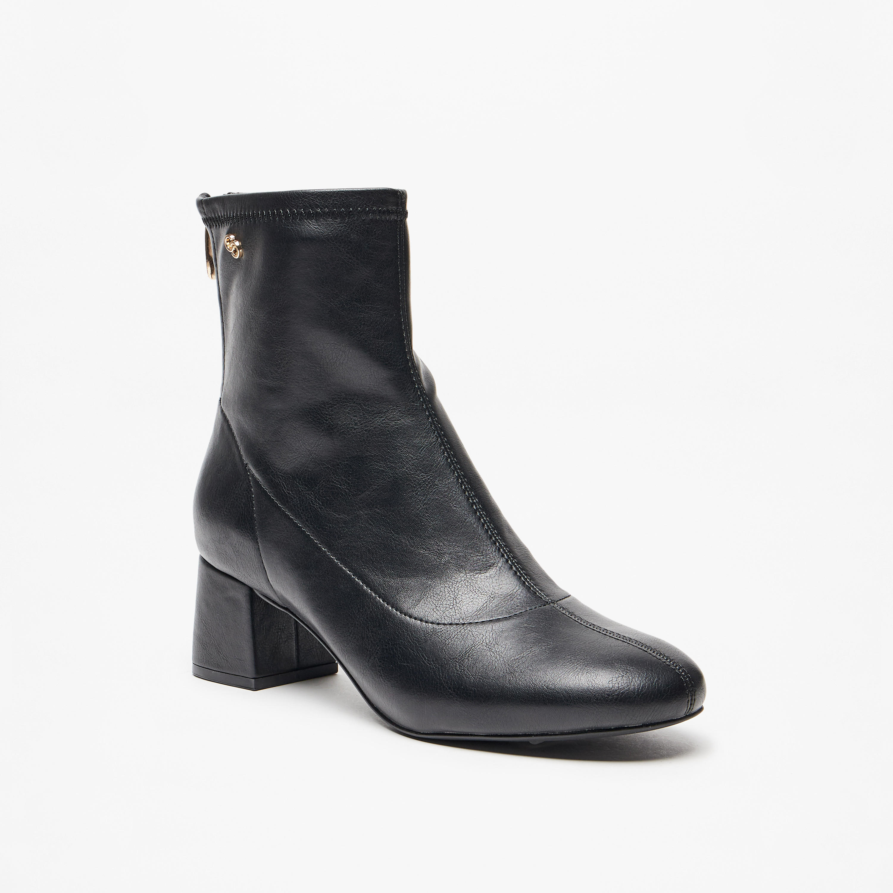 Celeste Women's Solid Ankle Boots with Zip Closure and Block Heels-women-shoes-boots-image-1