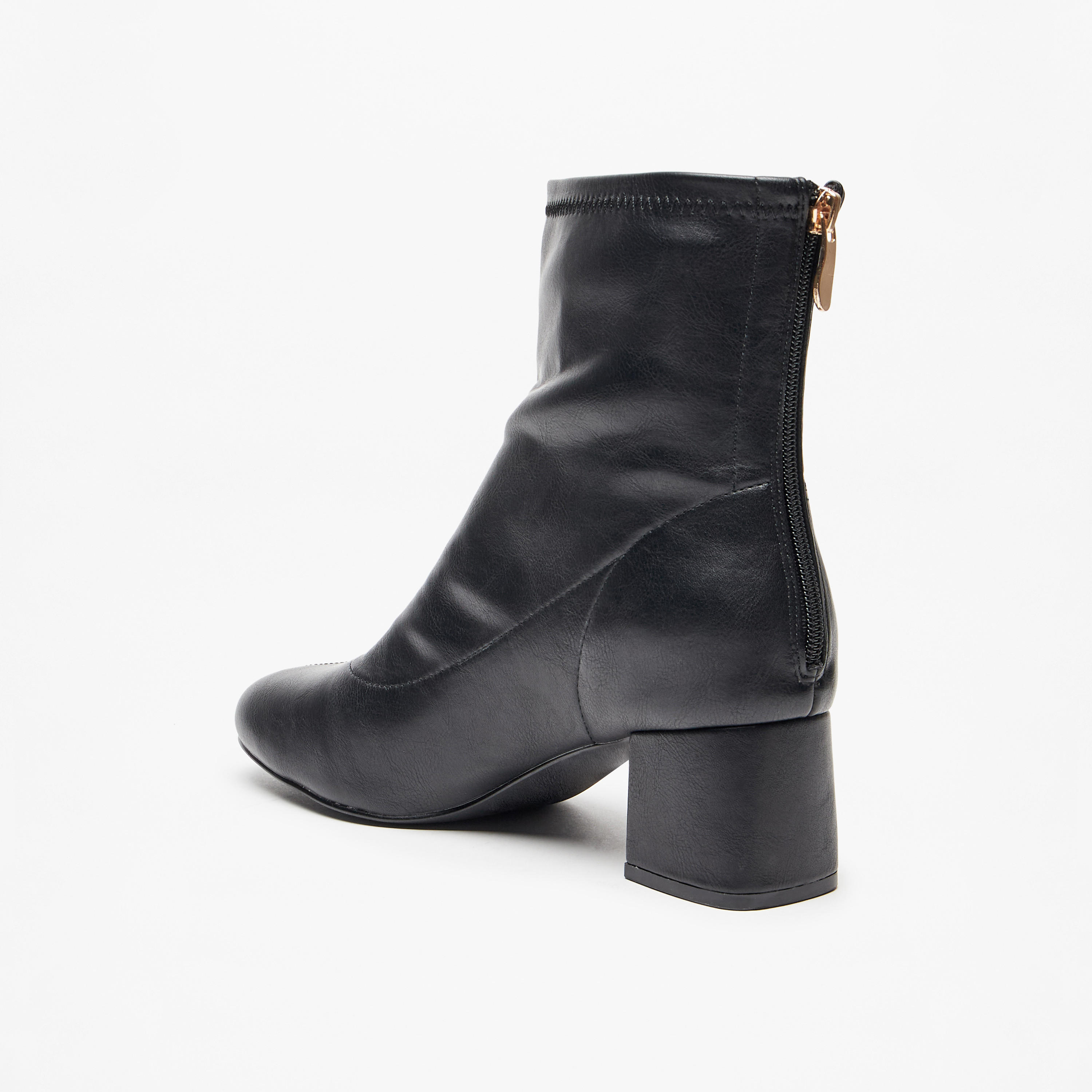 Celeste Women's Solid Ankle Boots with Zip Closure and Block Heels-women-shoes-boots-image-2