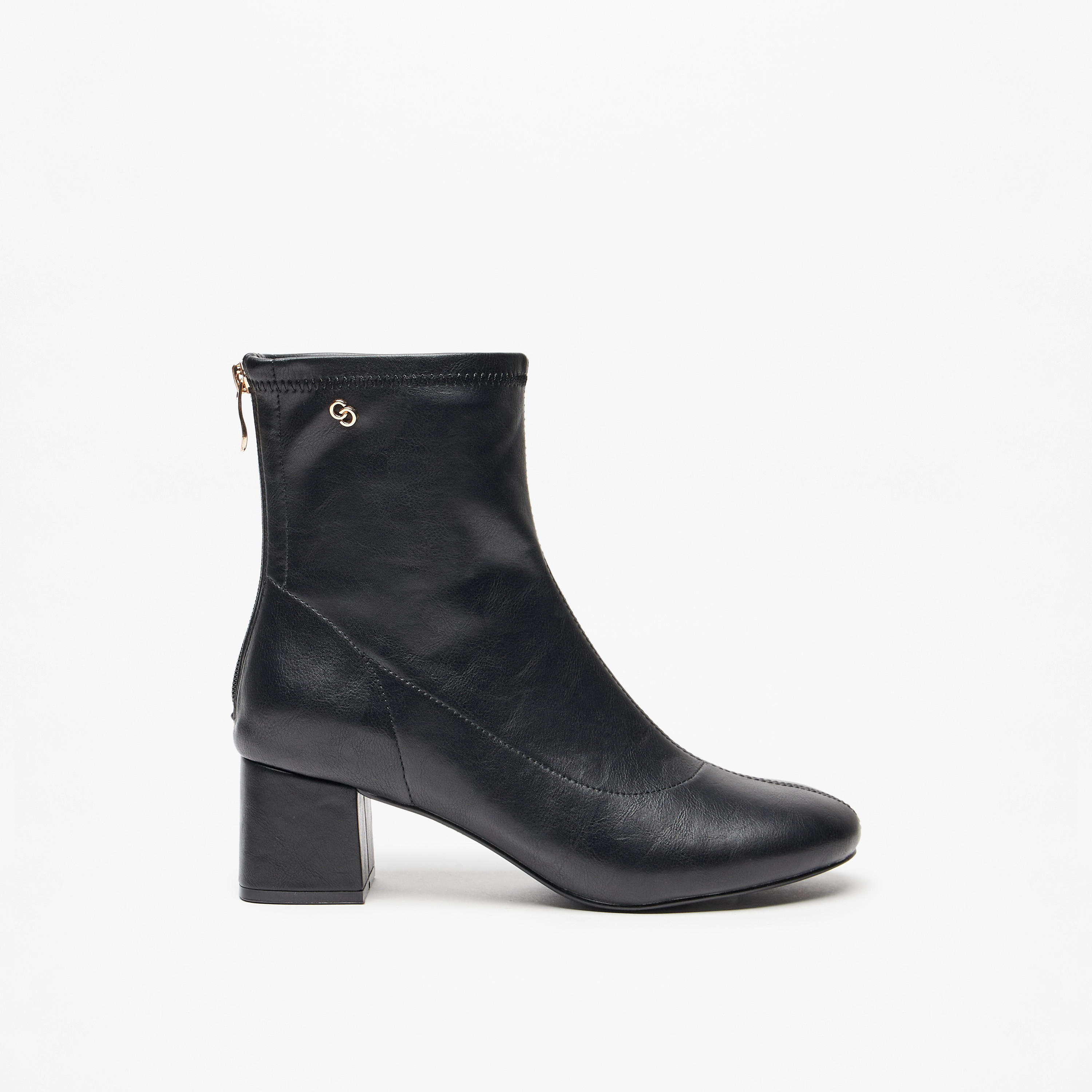 Celeste Women's Solid Ankle Boots with Zip Closure and Block Heels-women-shoes-boots-image-3
