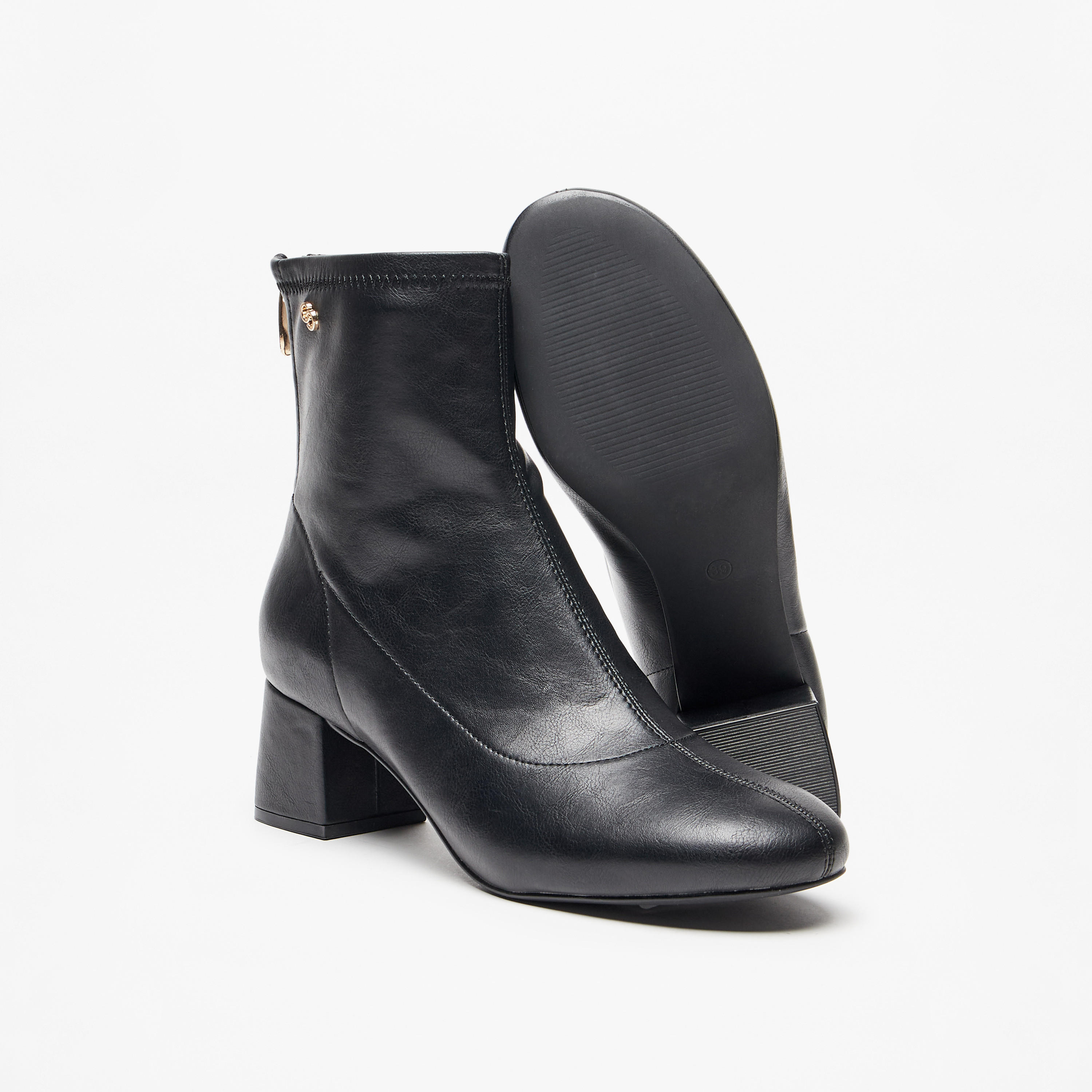 Celeste Women's Solid Ankle Boots with Zip Closure and Block Heels-women-shoes-boots-image-4
