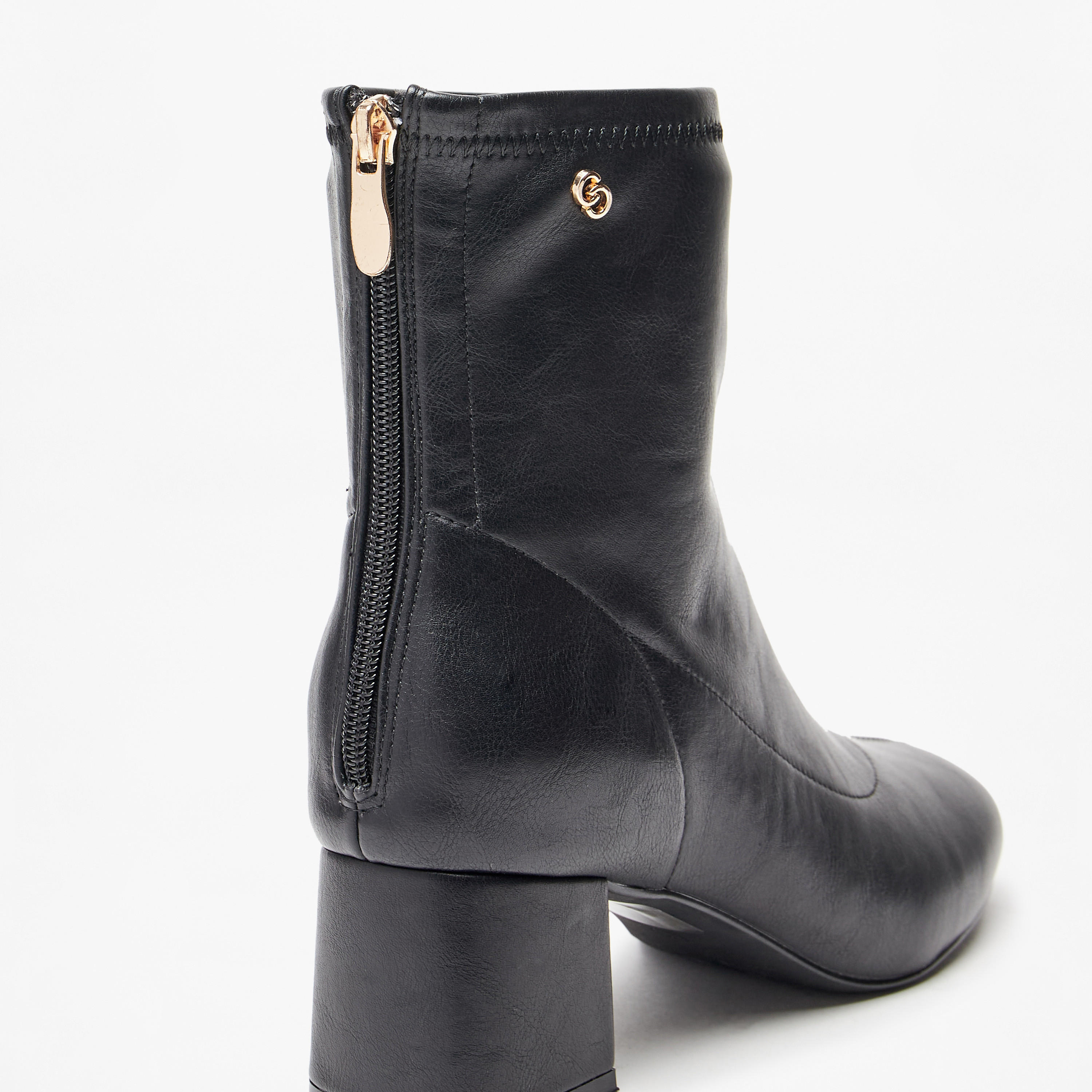 Celeste Women's Solid Ankle Boots with Zip Closure and Block Heels-women-shoes-boots-image-5