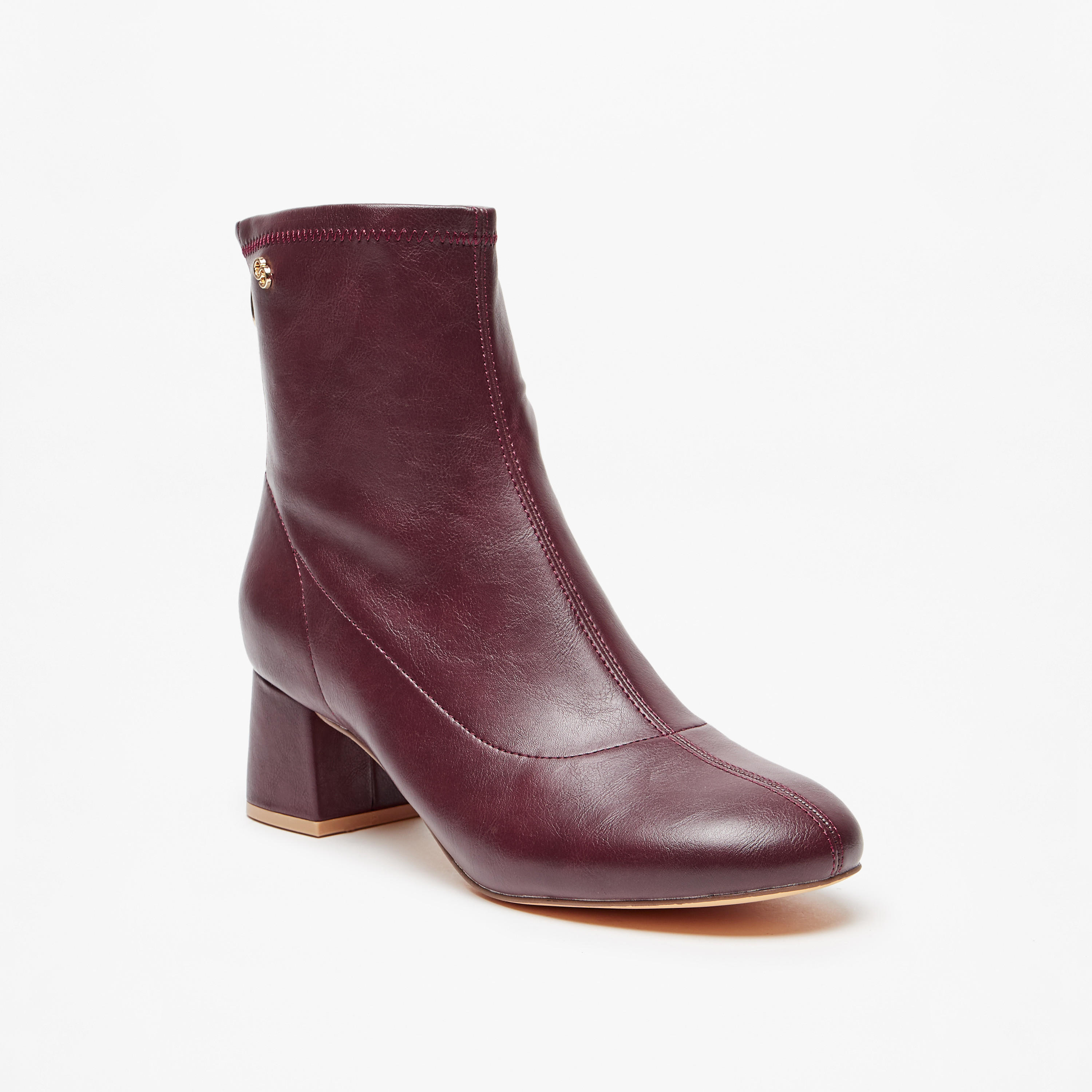 Celeste Women's Solid Ankle Boots with Zip Closure and Block Heels-women-shoes-boots-image-1