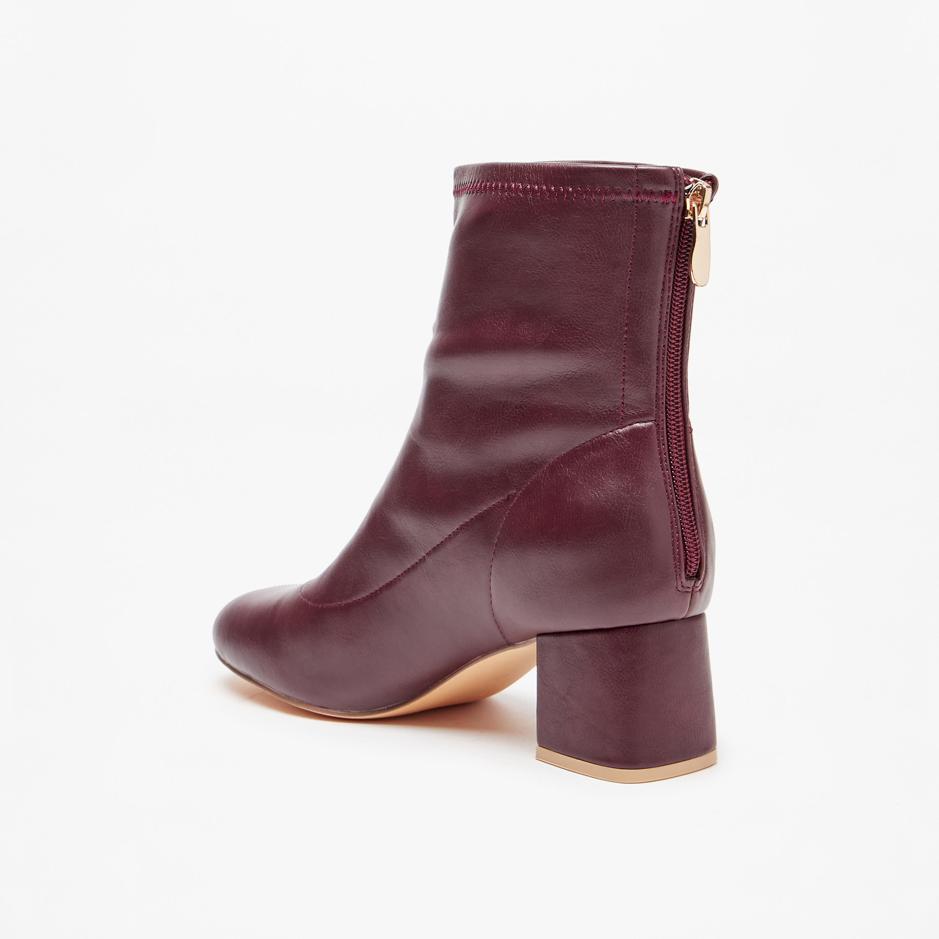 Celeste Women's Solid Ankle Boots with Zip Closure and Block Heels-women-shoes-boots-image-7