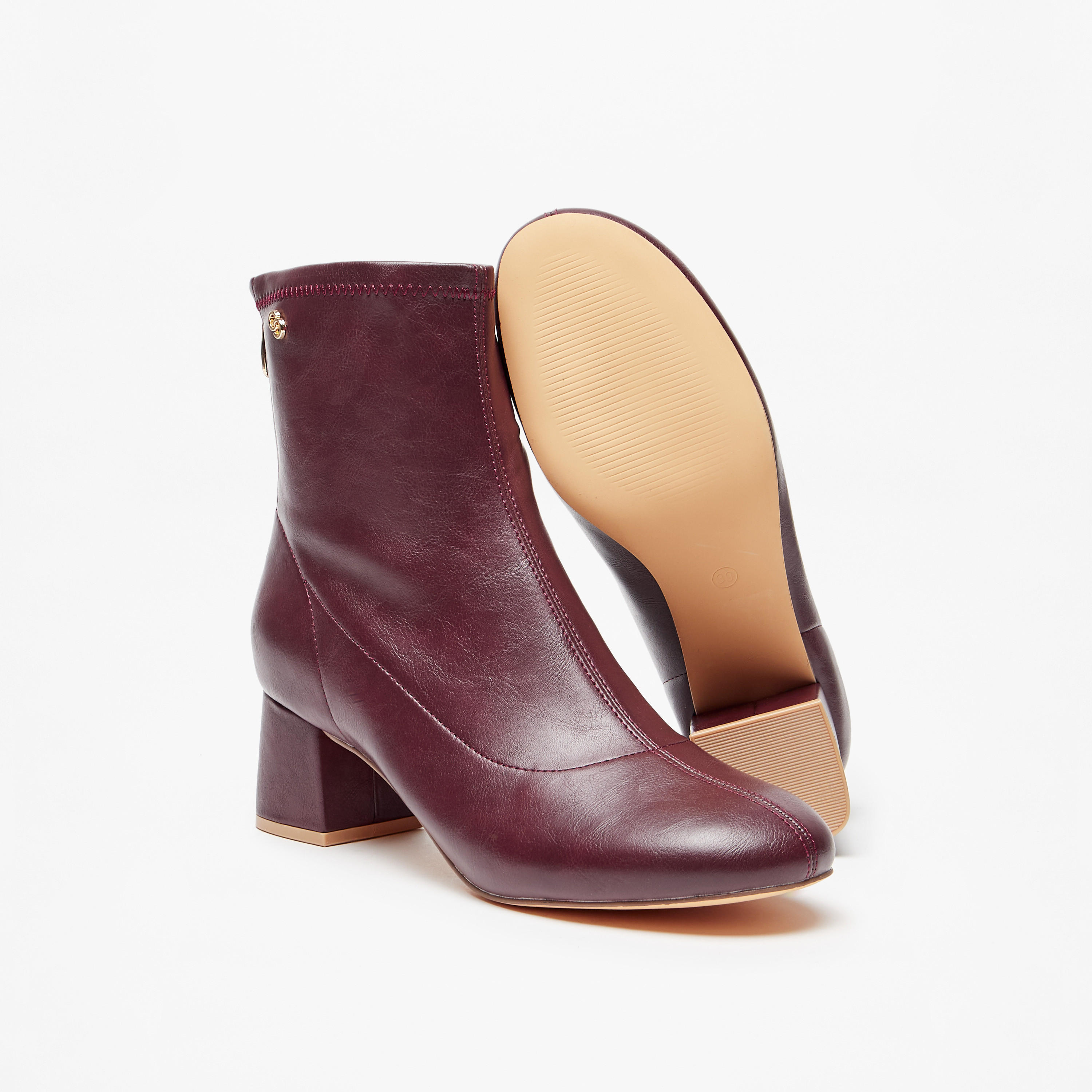 Celeste Women's Solid Ankle Boots with Zip Closure and Block Heels-women-shoes-boots-image-9