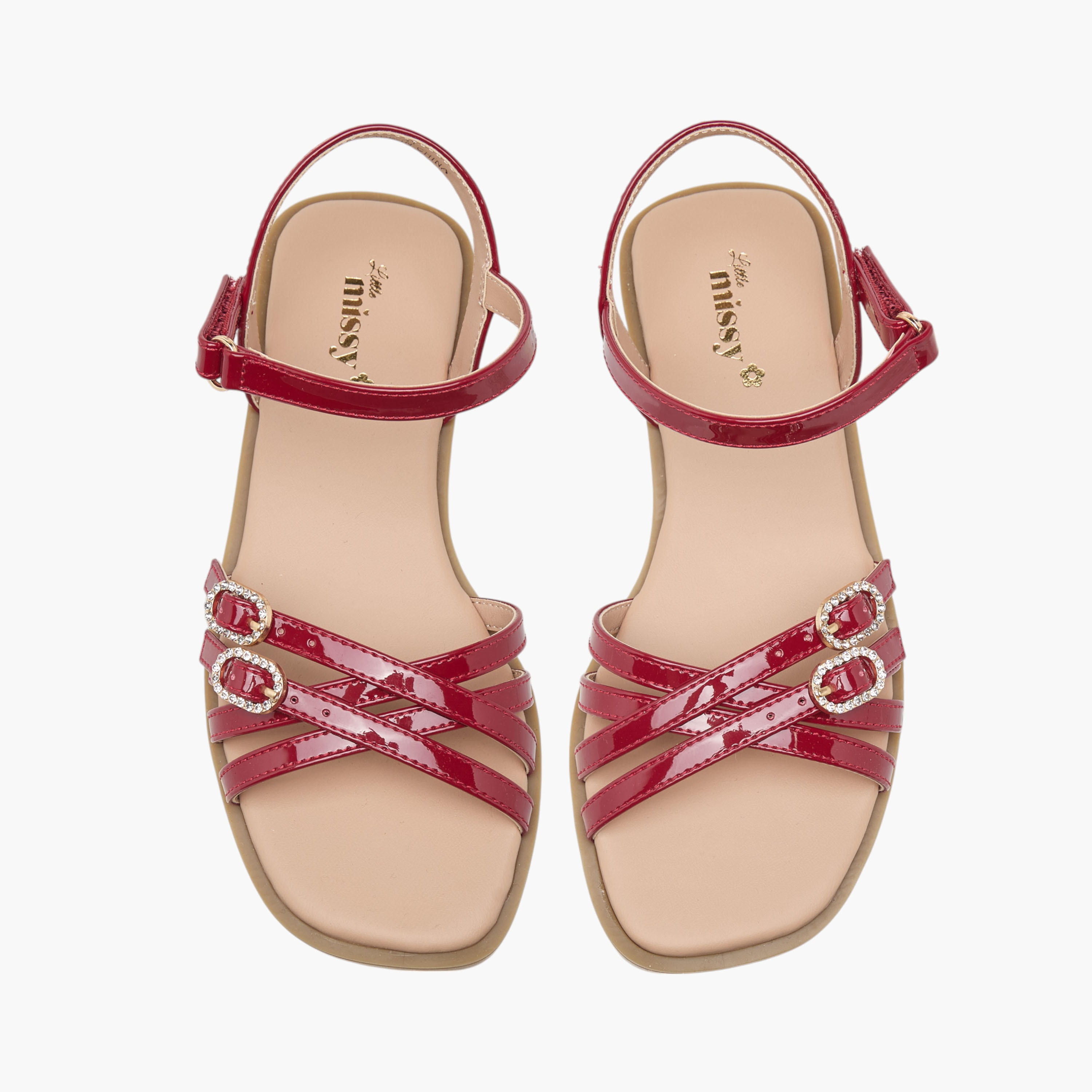 صندل مسطح بتفاصيل إبزيم وشريط إغلاق لاصق من ليتل ميسي-girls-shoes-sandals-image-4