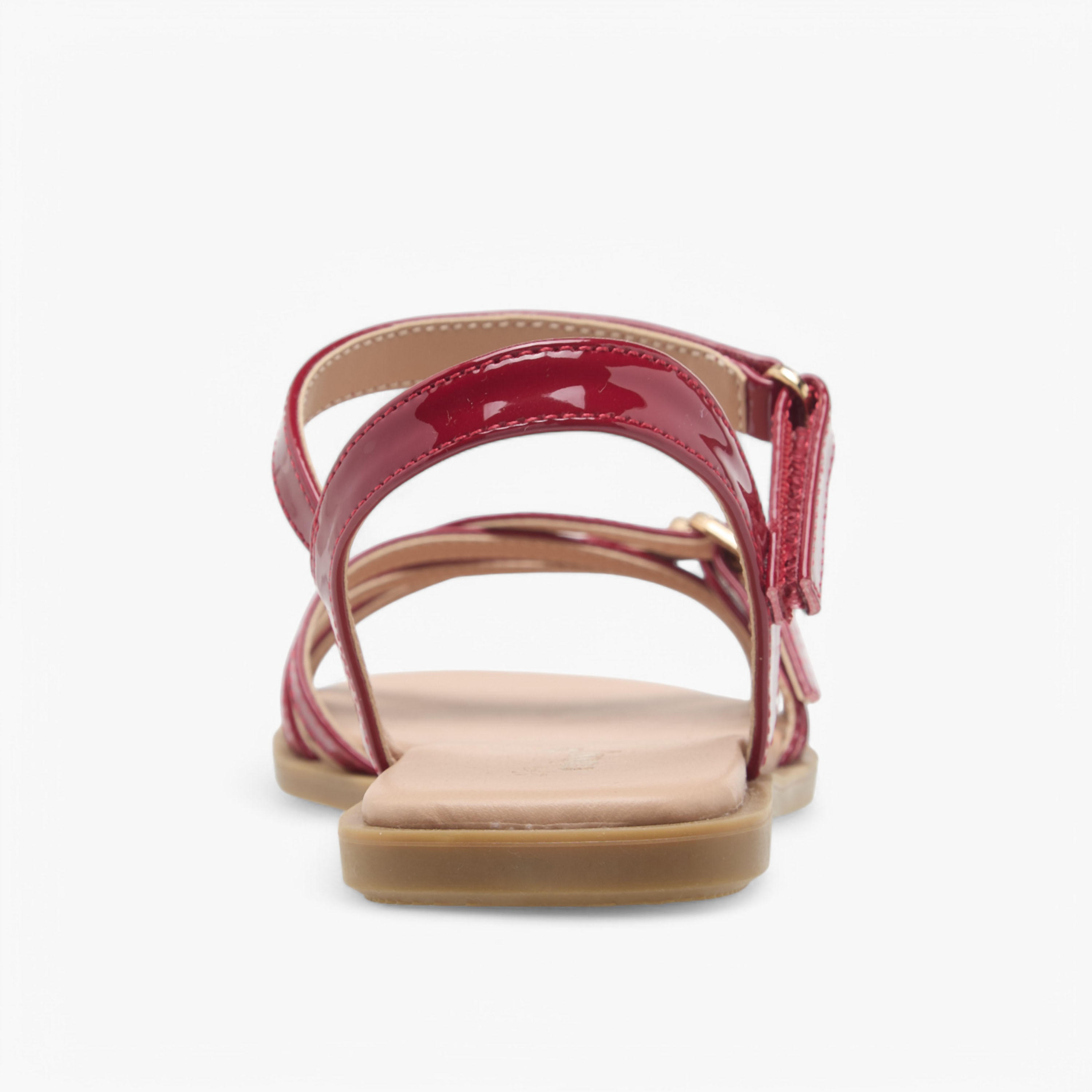 صندل مسطح بتفاصيل إبزيم وشريط إغلاق لاصق من ليتل ميسي-girls-shoes-sandals-image-1