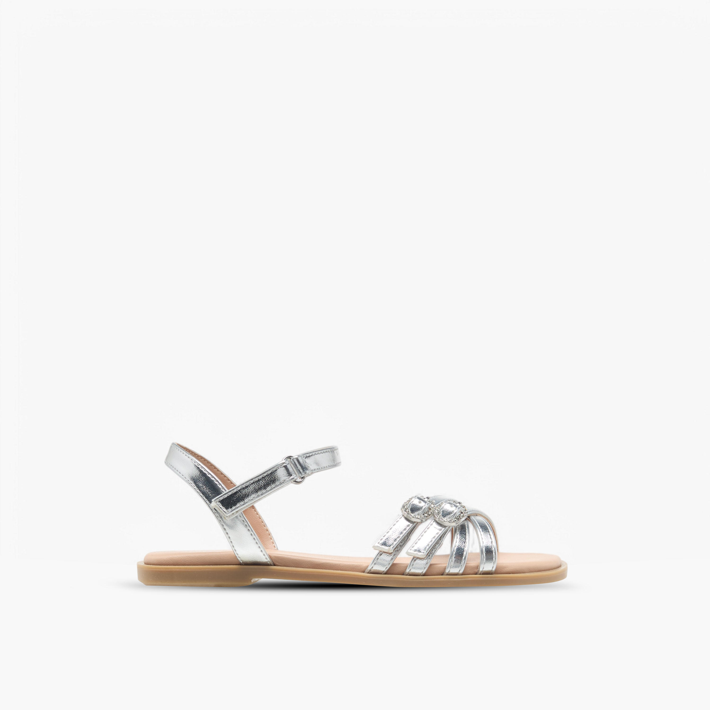 صندل مسطح بتفاصيل إبزيم وشريط إغلاق لاصق من ليتل ميسي-girls-shoes-sandals-image-2