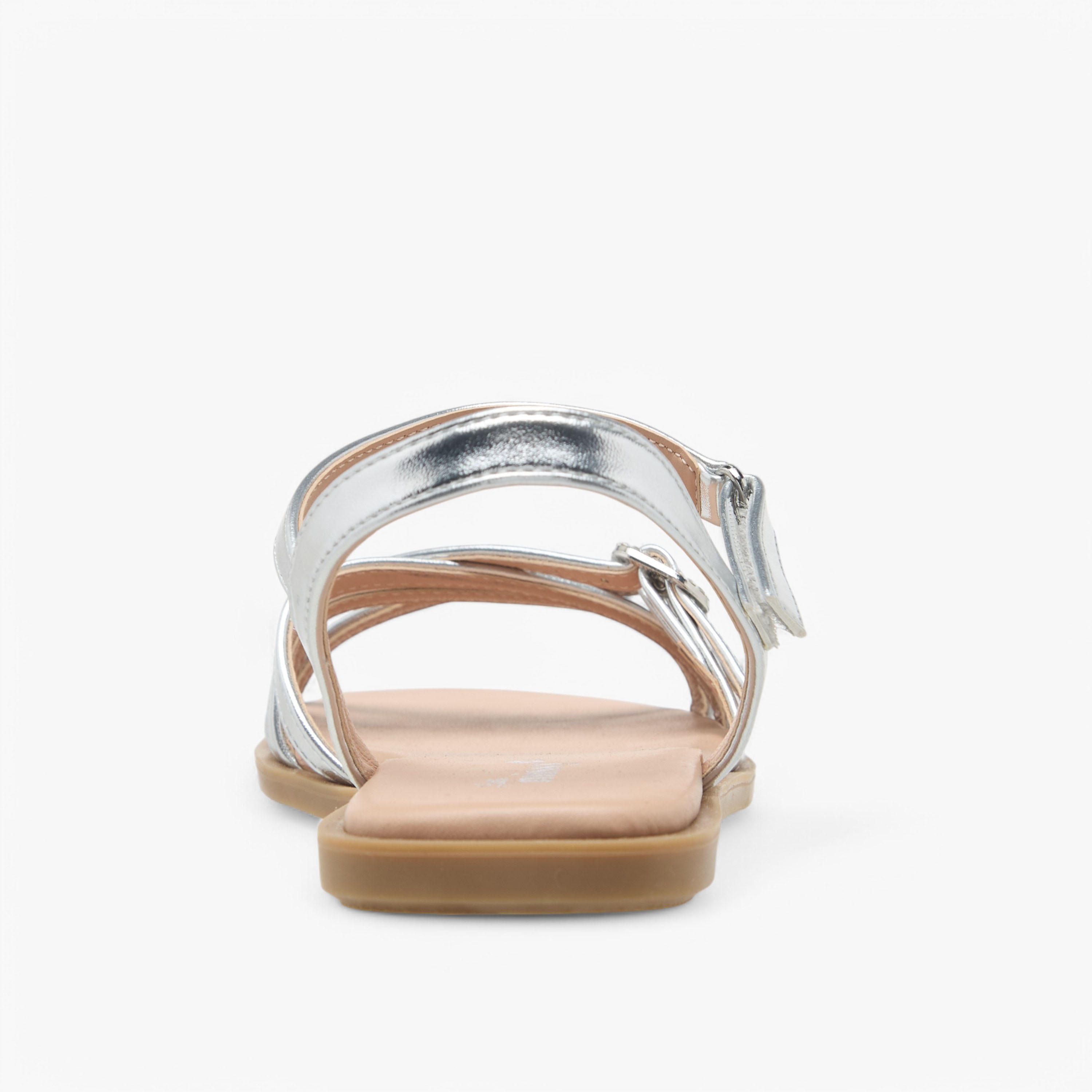 صندل مسطح بتفاصيل إبزيم وشريط إغلاق لاصق من ليتل ميسي-girls-shoes-sandals-image-4
