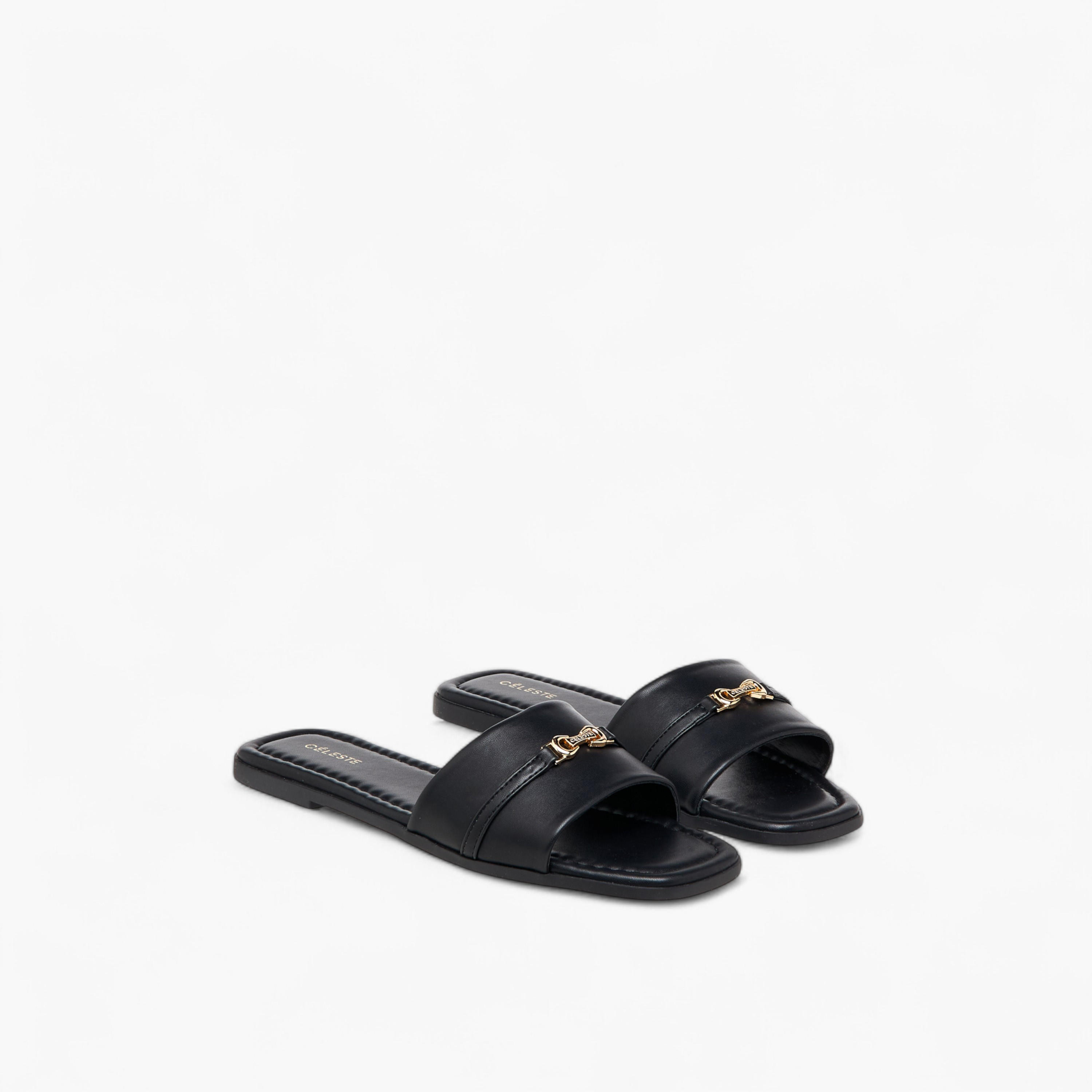 Celeste Women's Buckle Detail Slip-On Sandals-women-shoes-flats-sandals-image-1