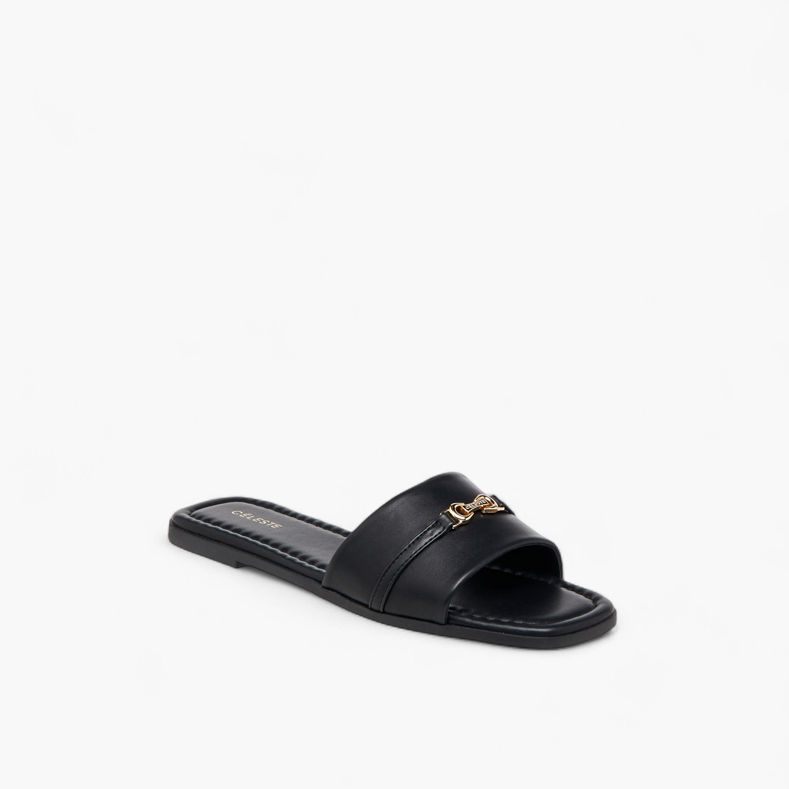 Celeste Women's Buckle Detail Slip-On Sandals-women-shoes-flats-sandals-image-2