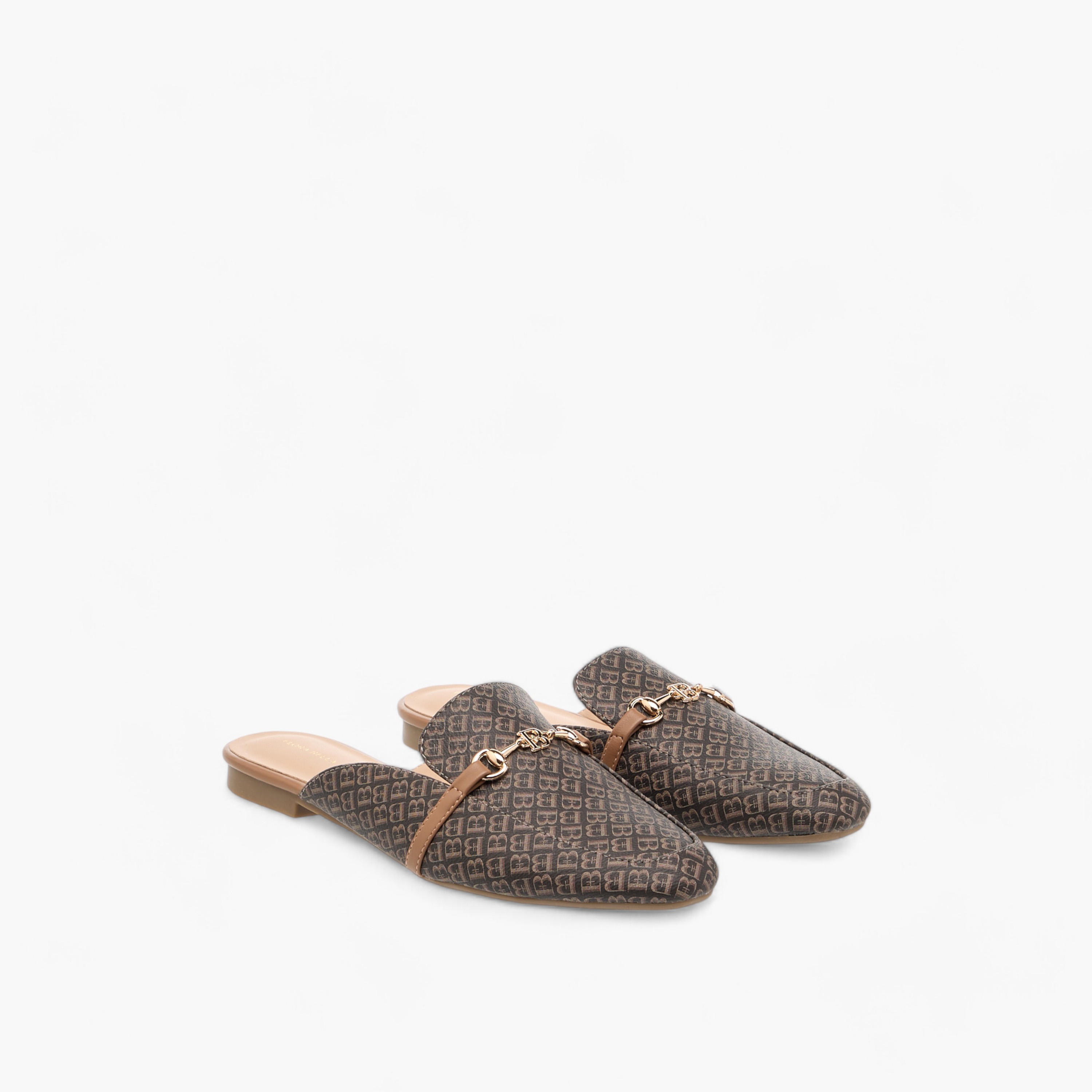 Flora Bella Monogram Print Slip-On Mules-women-shoes-flats-mules-image-1