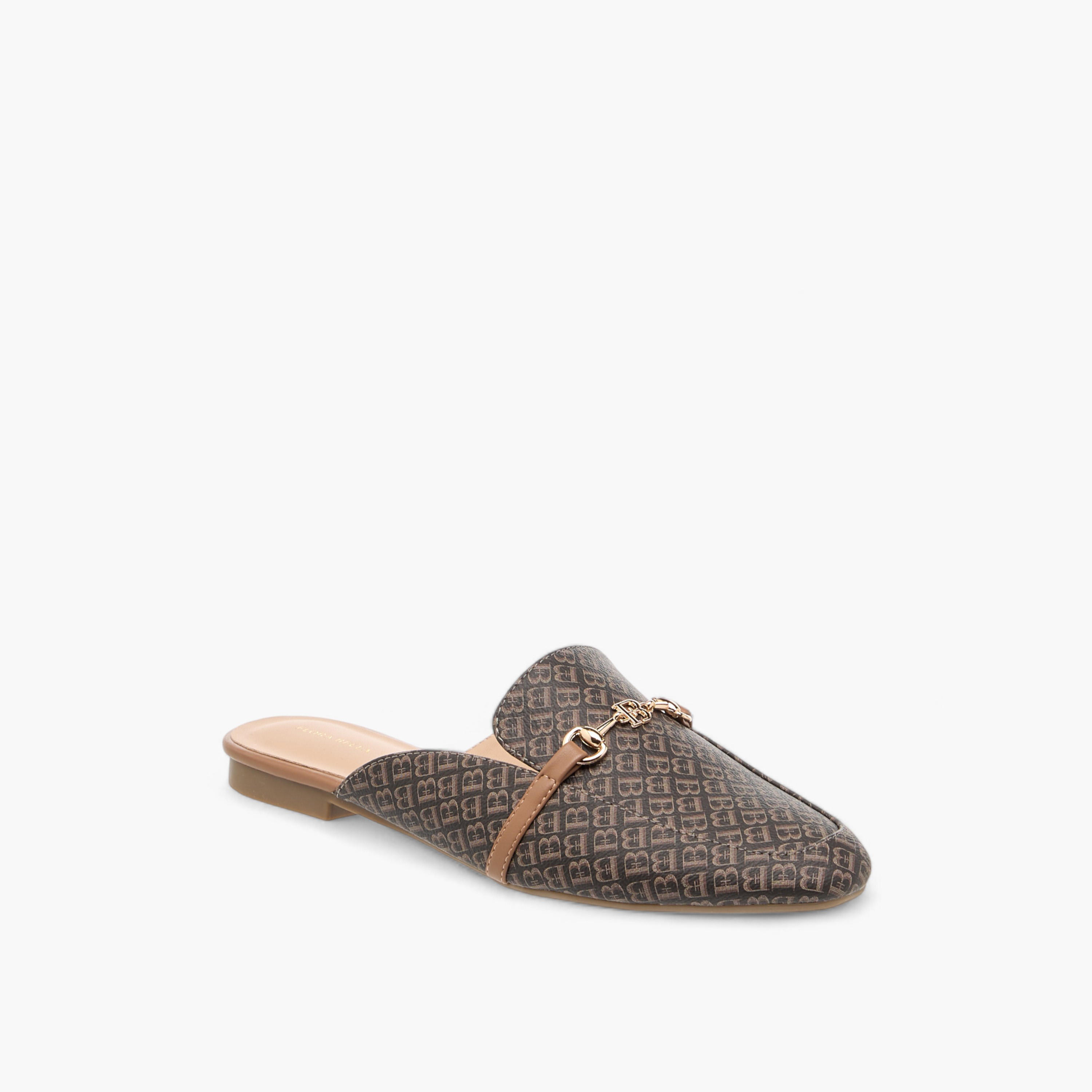 Flora Bella Monogram Print Slip-On Mules-women-shoes-flats-mules-image-2