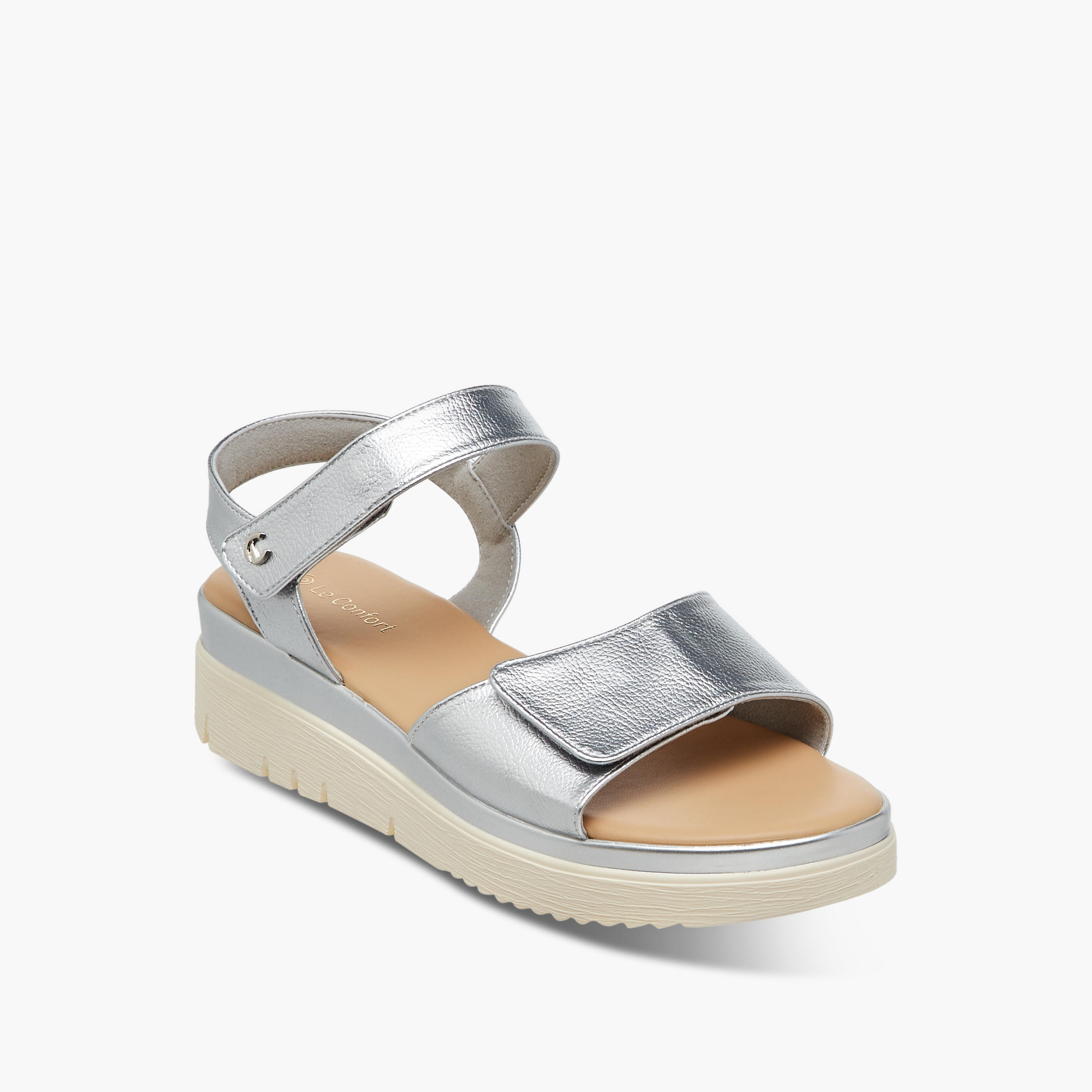 Le Confort Solid Strap Comfort Sandals with Platform Heels and Hook and Loop Closure-women-shoes-sandals-heeled-image-2