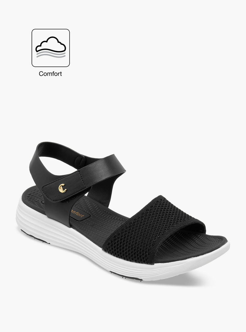 Le Confort Textured Strap Comfort Sandals with Hook and Loop Closure-women-shoes-flats-sandals-image-2