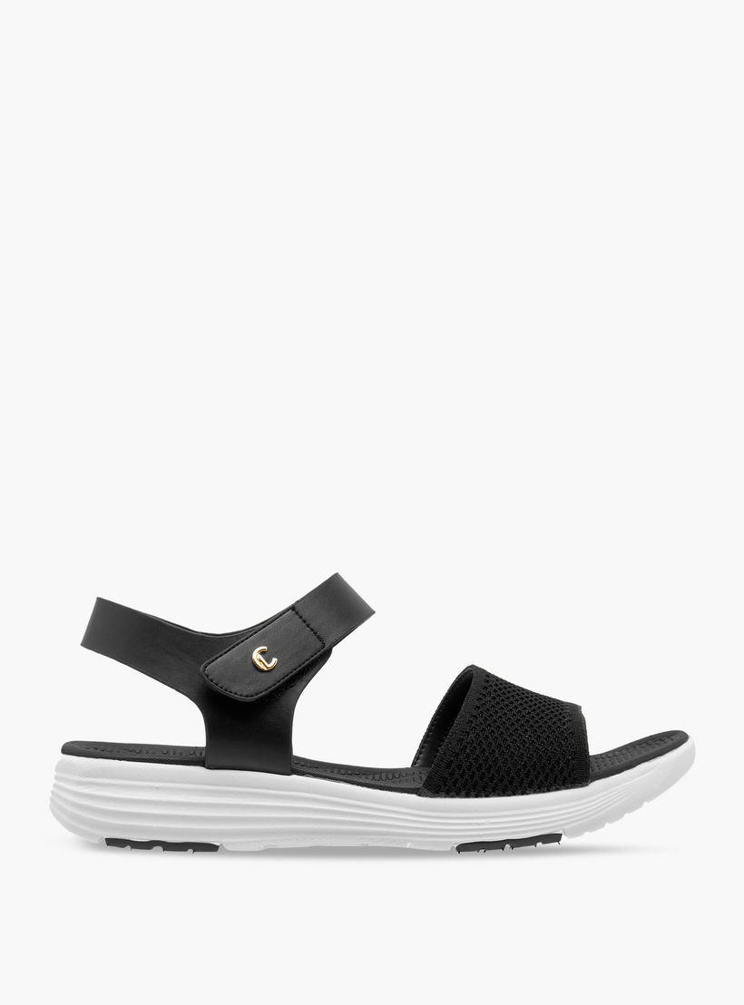 Le Confort Textured Strap Comfort Sandals with Hook and Loop Closure-women-shoes-flats-sandals-image-3