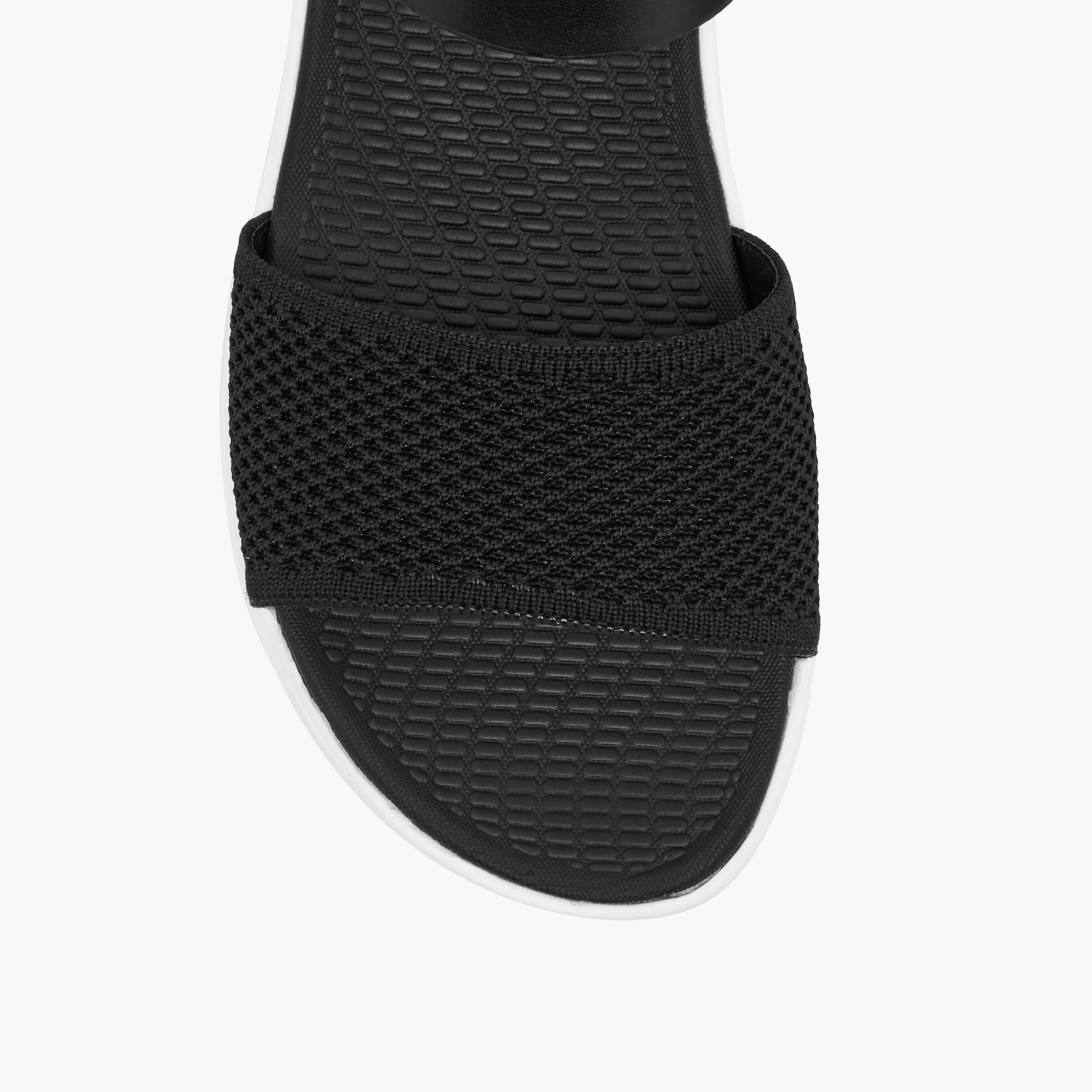 Le Confort Textured Strap Comfort Sandals with Hook and Loop Closure-women-shoes-flats-sandals-image-4